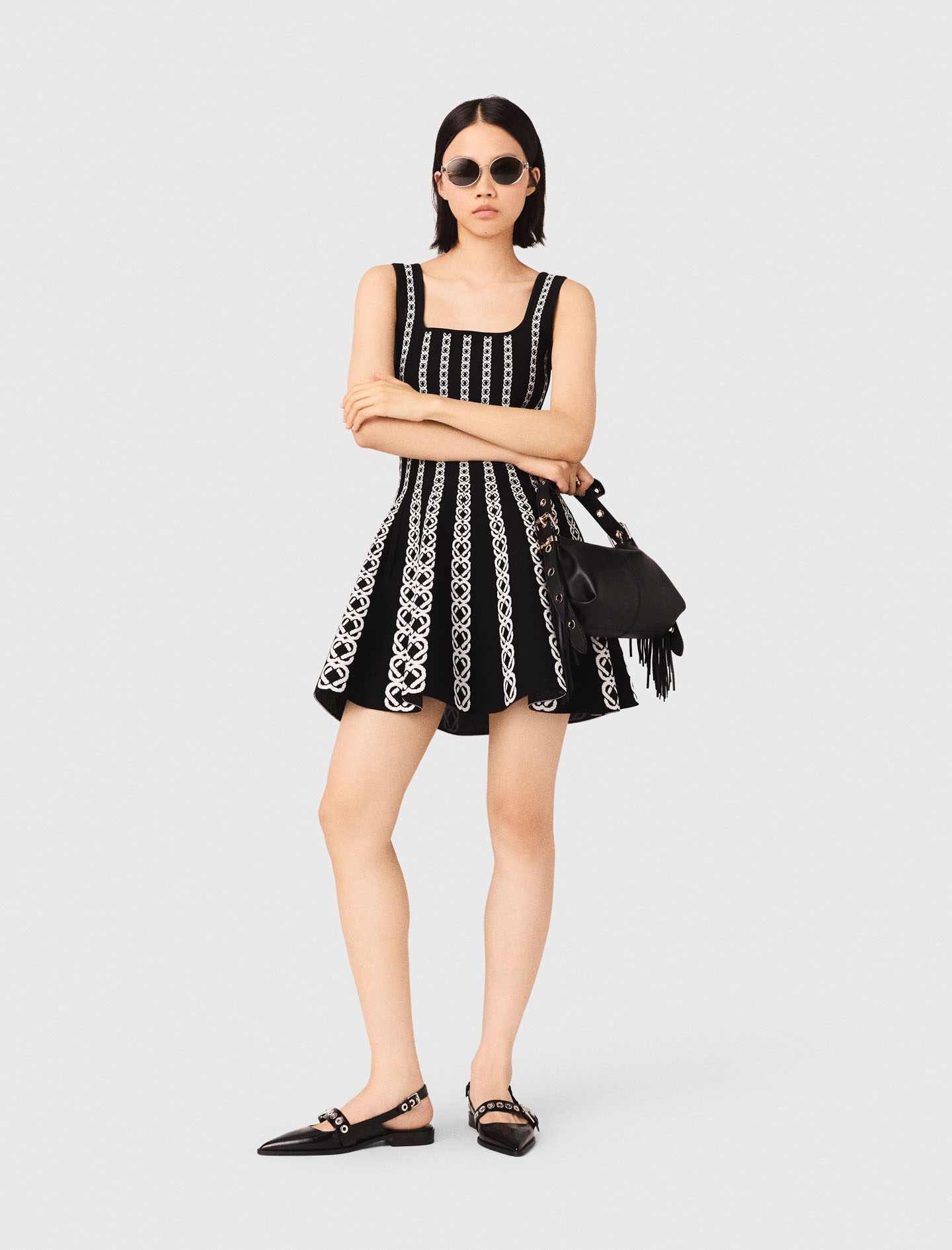 Vestido Corto De Punto Jacquard - Estampado - Talla 38 - Maje