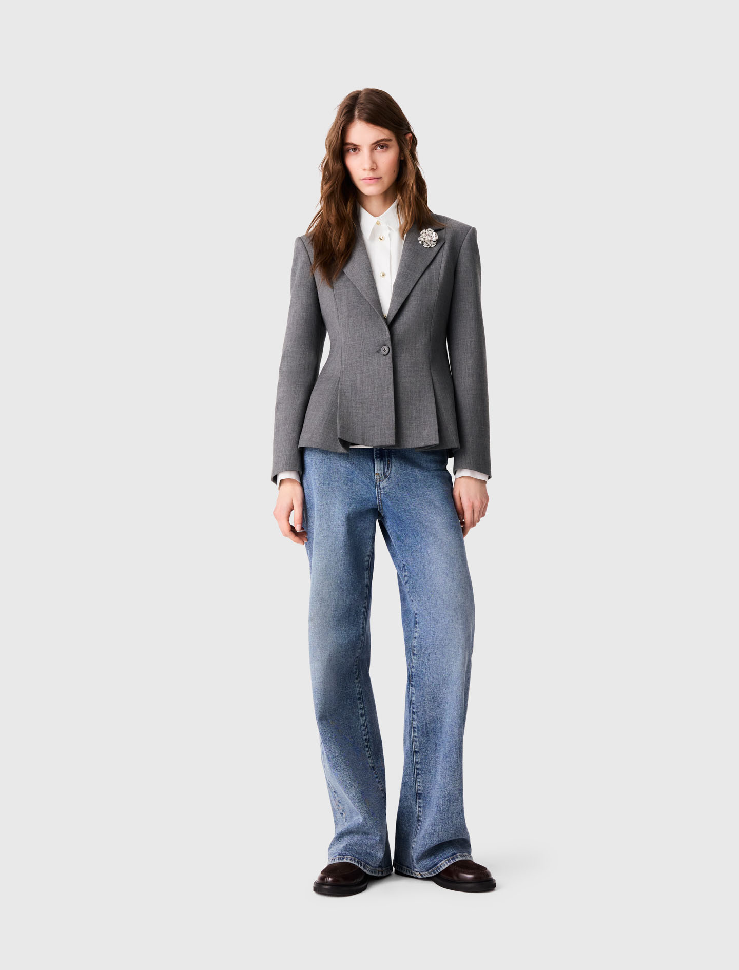 Chaqueta Sastre Corta Entallada - Gris - Talla 36 - Maje