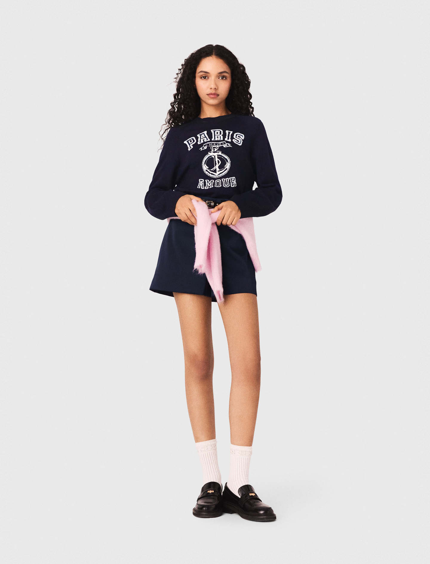 Jersey De Cuello Redondo Con Letras - Azul Marino - Talla 1 - Maje