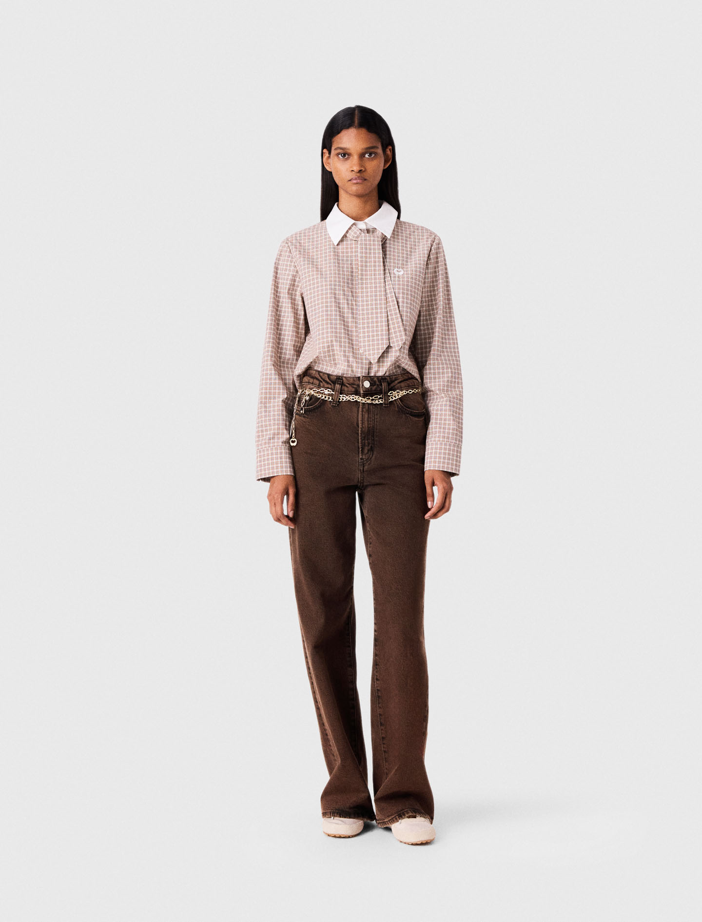 Vaquero Bootcut Con Cadena - Marrón - Talla 36 - Maje