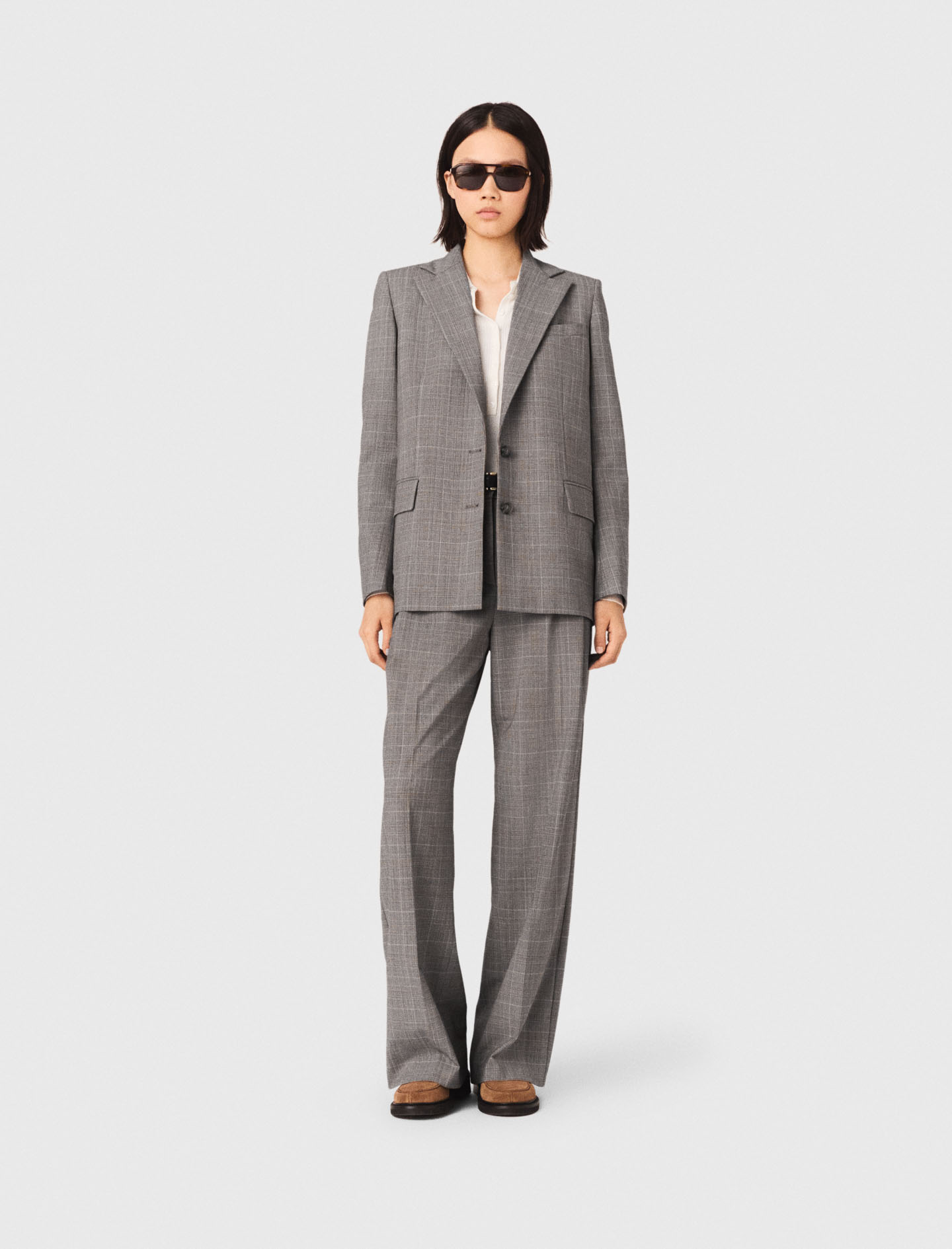 Chaqueta De Traje A Cuadros - Gris - Talla 42 - Maje