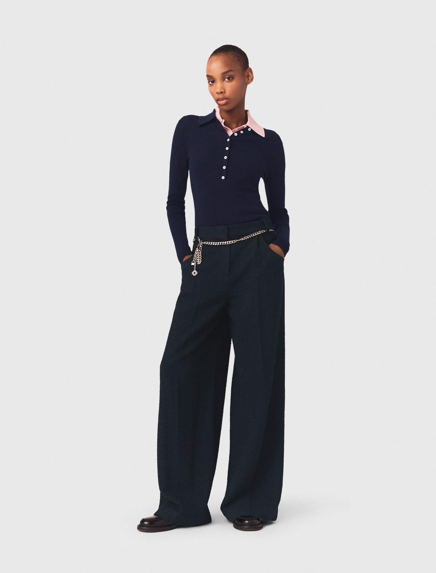 Pantalón De Tweed - Azul Marino - Talla 40 - Maje