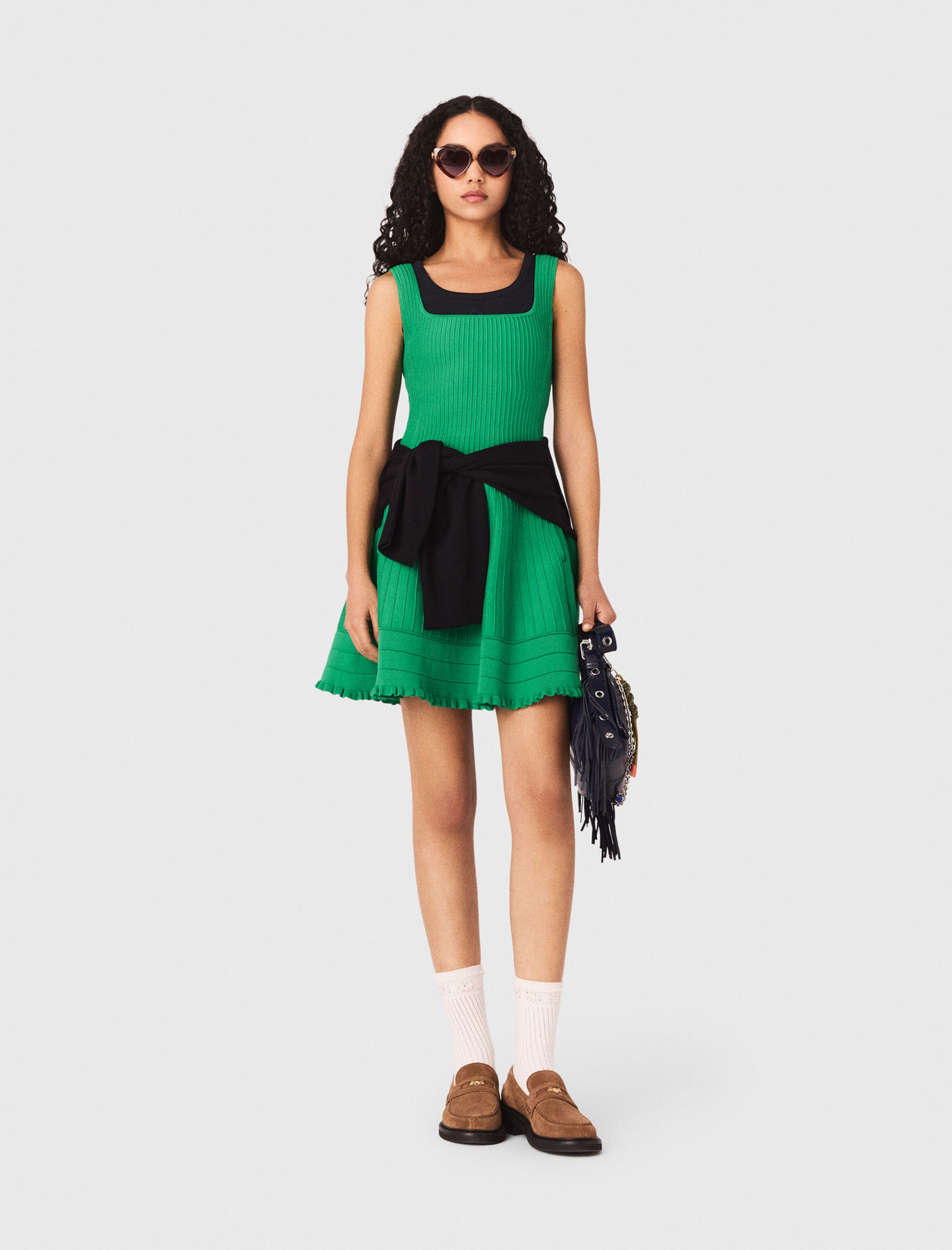 Vestido Acampanado De Punto - Verde - Talla 36 - Maje