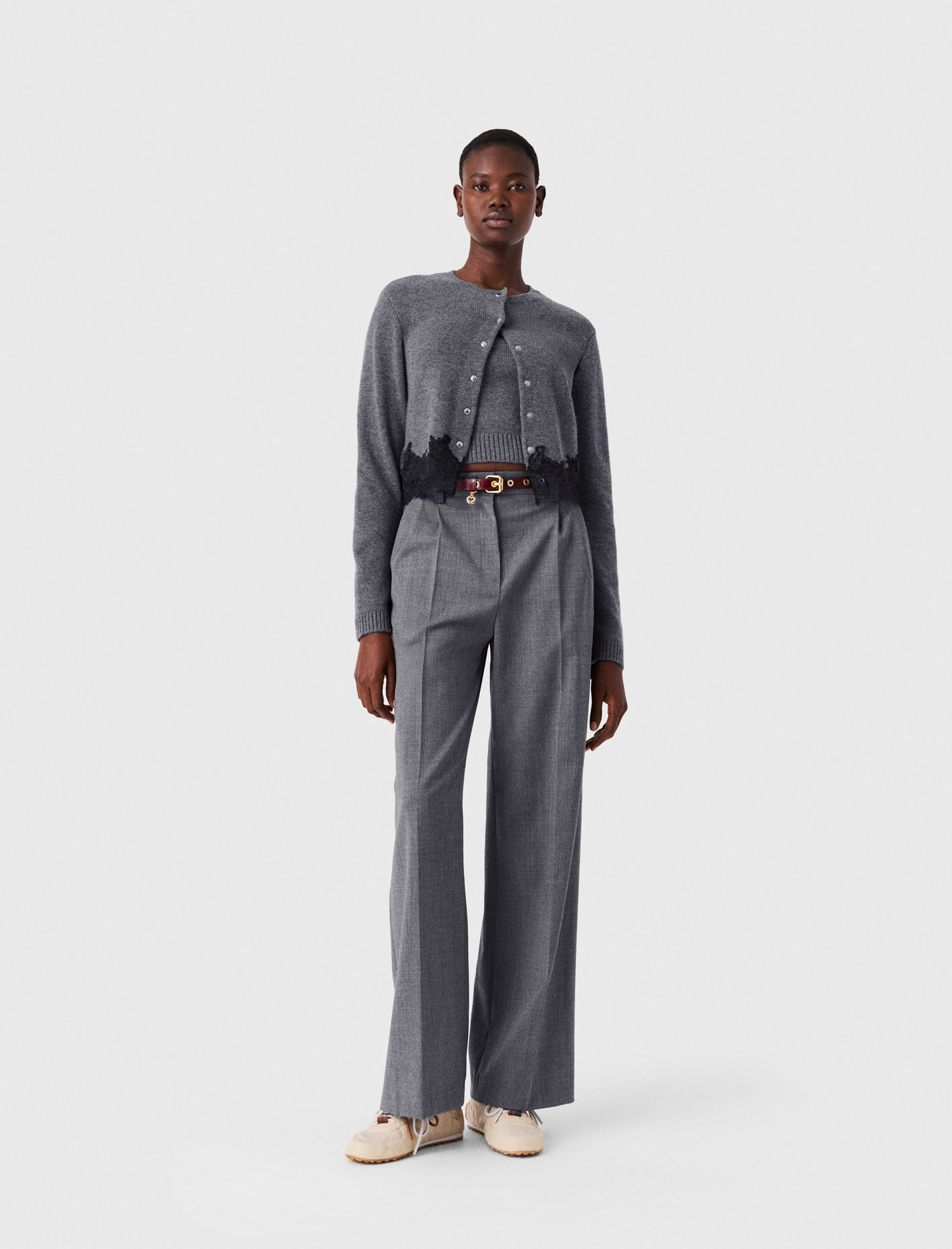 Twinset Con Acabados De Encaje - Gris/noir - Talla 0 - Maje
