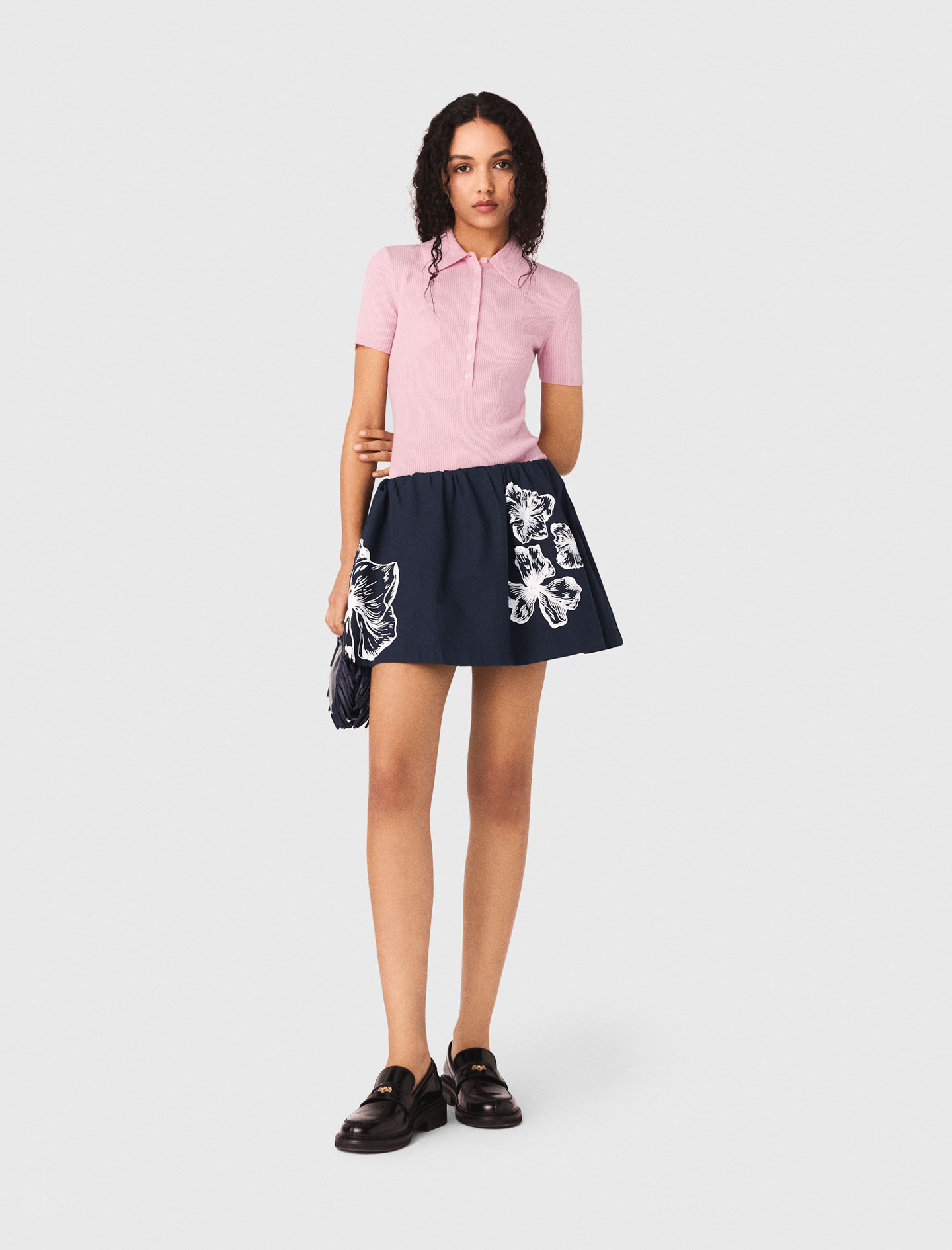 Falda Corta De Algodón - Azul Marino - Talla 40 - Maje