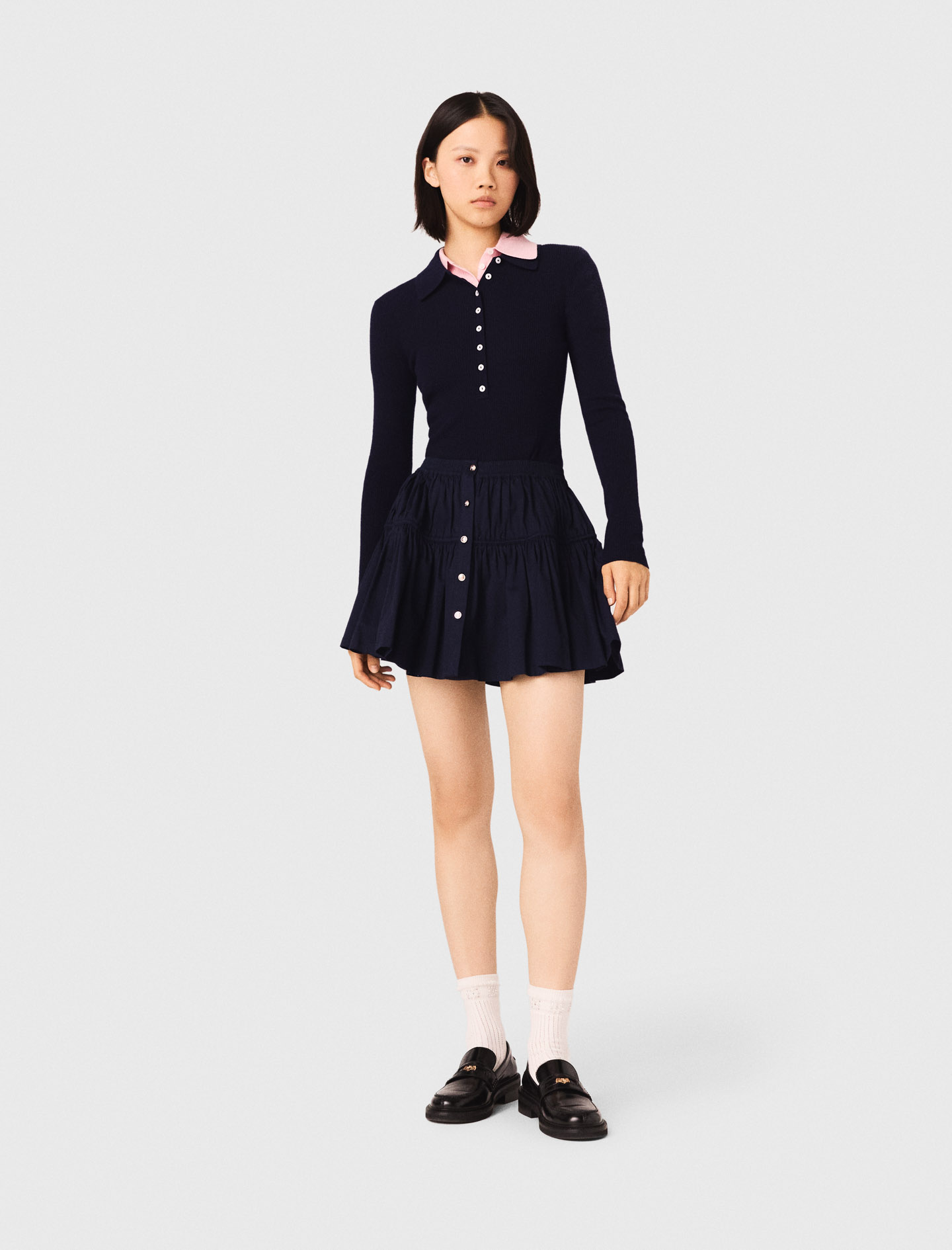 Falda Corta Con Cintura Elástica - Azul Marino - Talla 34 - Maje