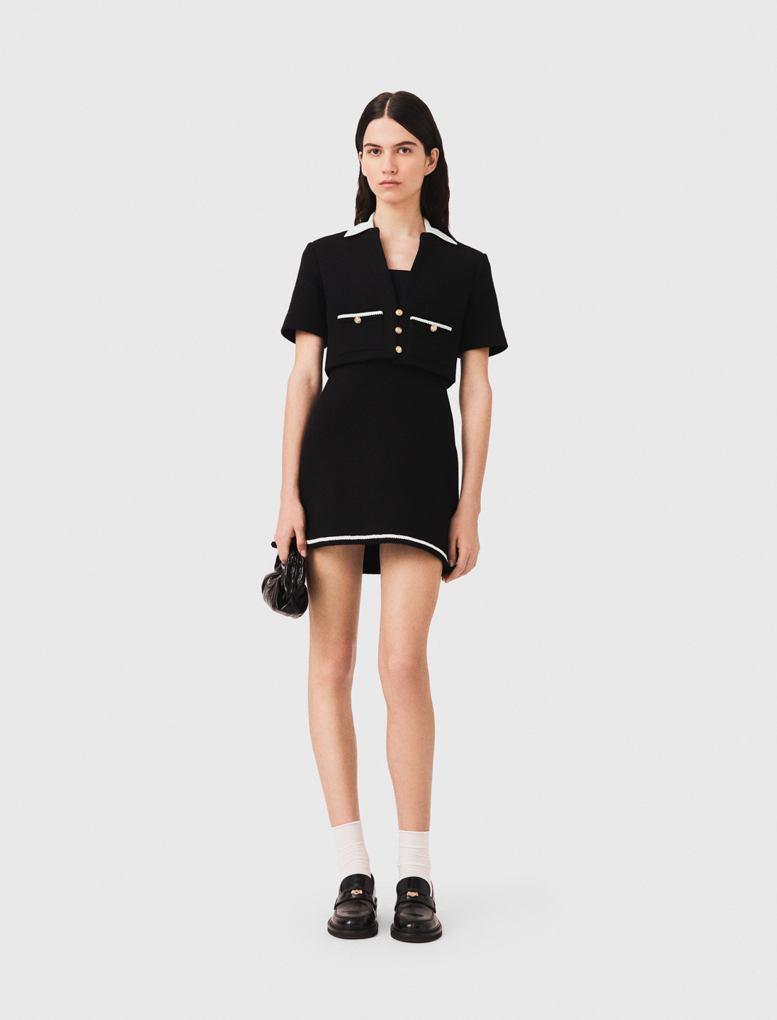 Vestido De Tweed 2 En 1 - Negro - Talla 40 - Maje