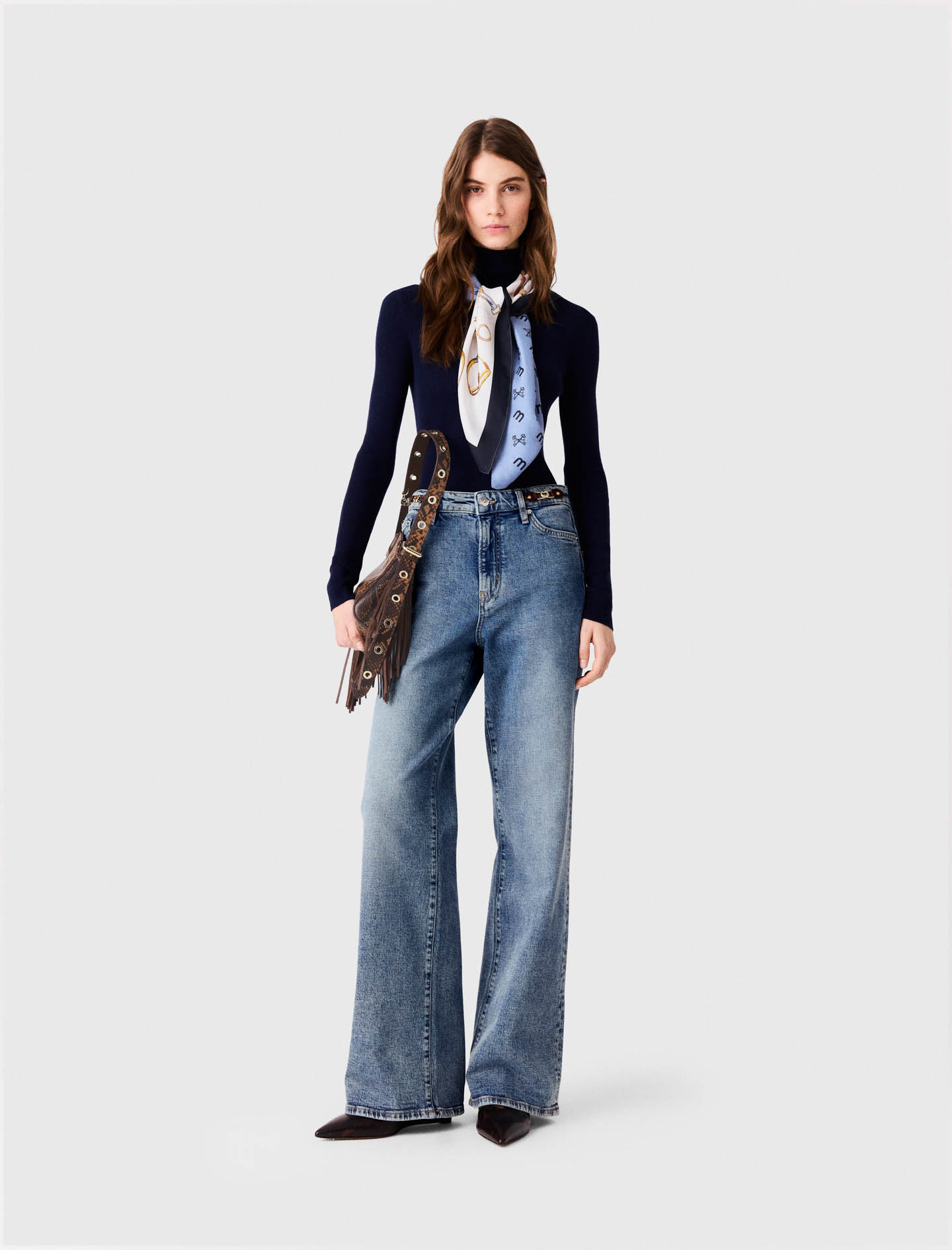 Vaquero Ancho Con Hebillas De Piel - Azul - Talla 40 - Maje