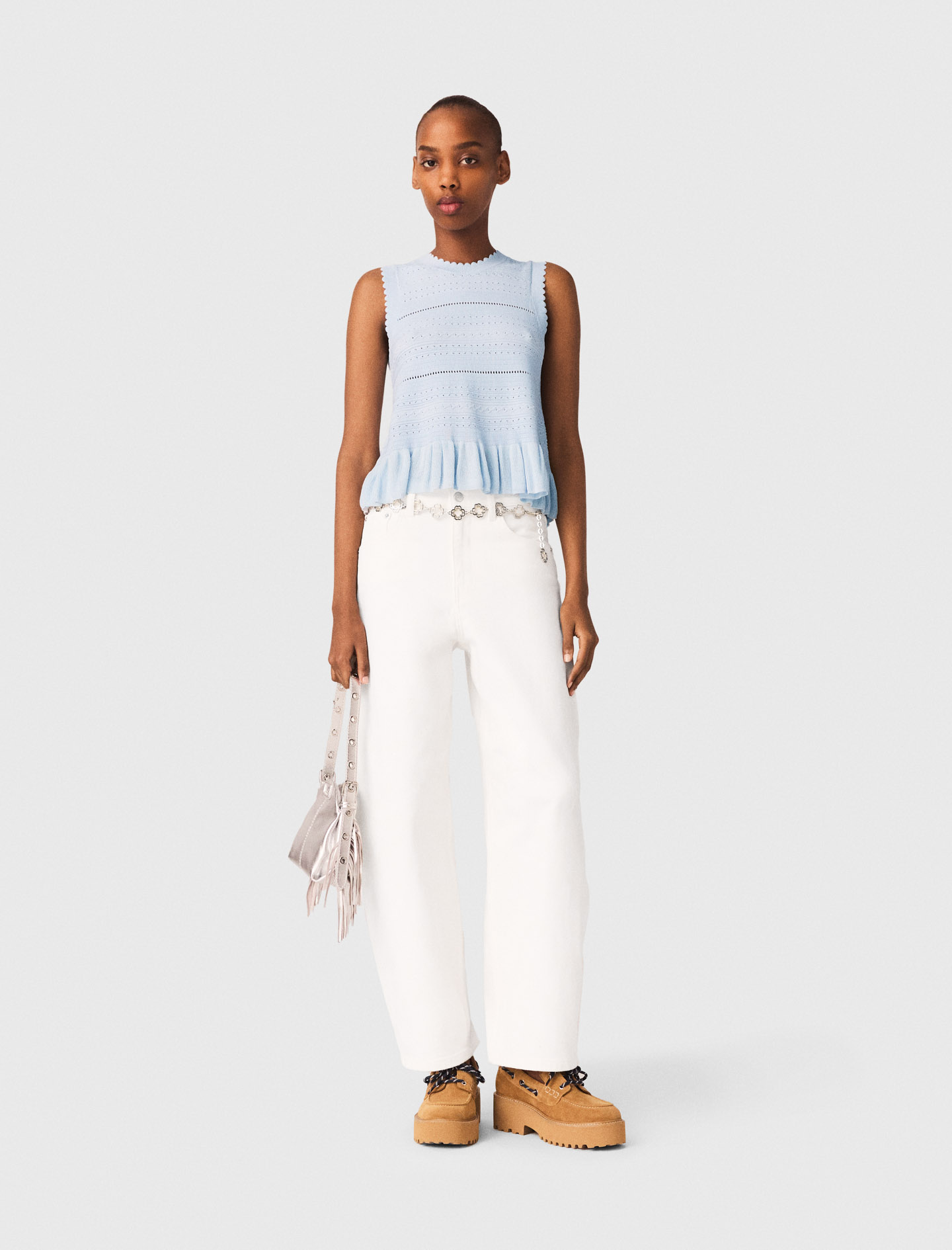 Top De Punto Con Volantes - Celeste - Talla 1 - Maje