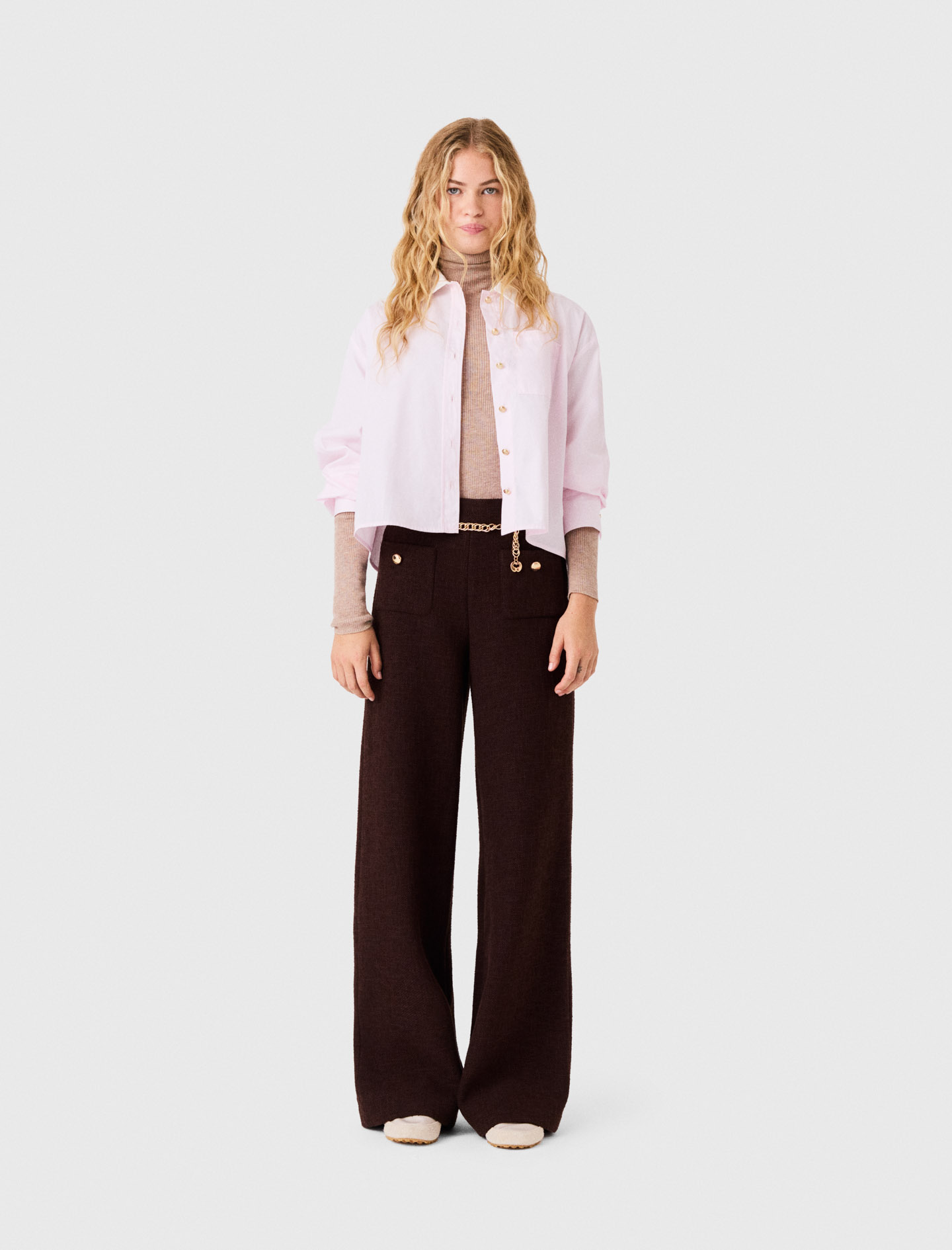Pantalón De Tweed - Marrón Oscuro - Talla 40 - Maje