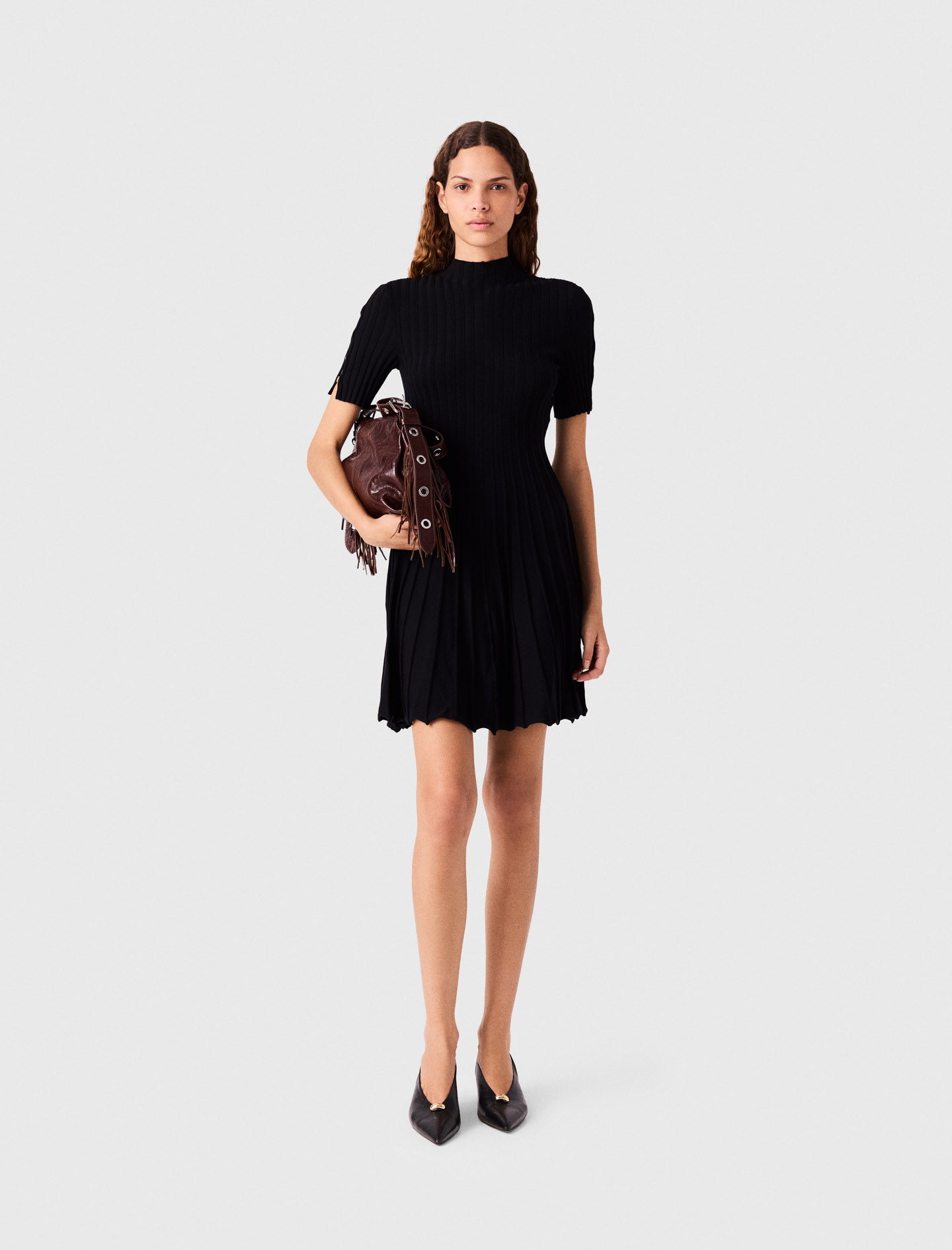 Vestido Corto De Punto - Negro - Talla 42 - Maje