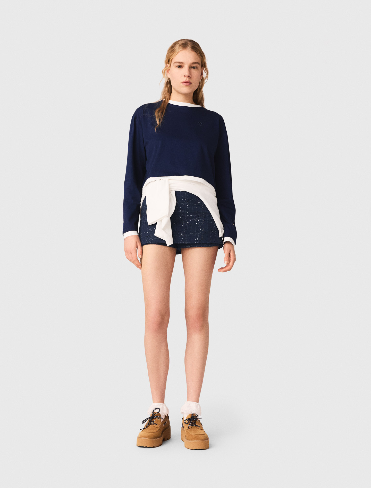 Camiseta Efecto Superpuesto - Azul Marino - Talla 3 - Maje