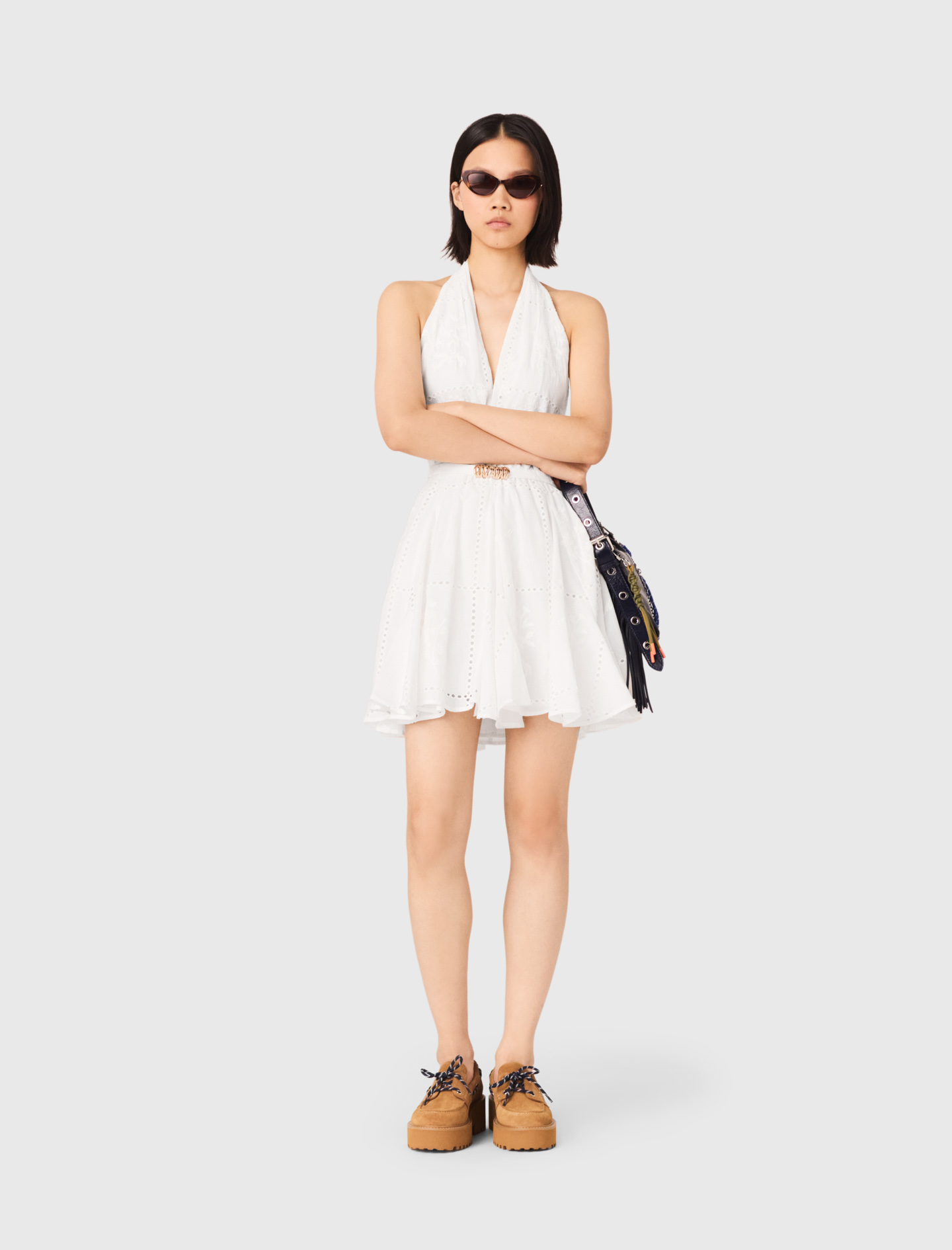 Vestido Corto Bordado Espalda - Blanco - Talla 40 - Maje