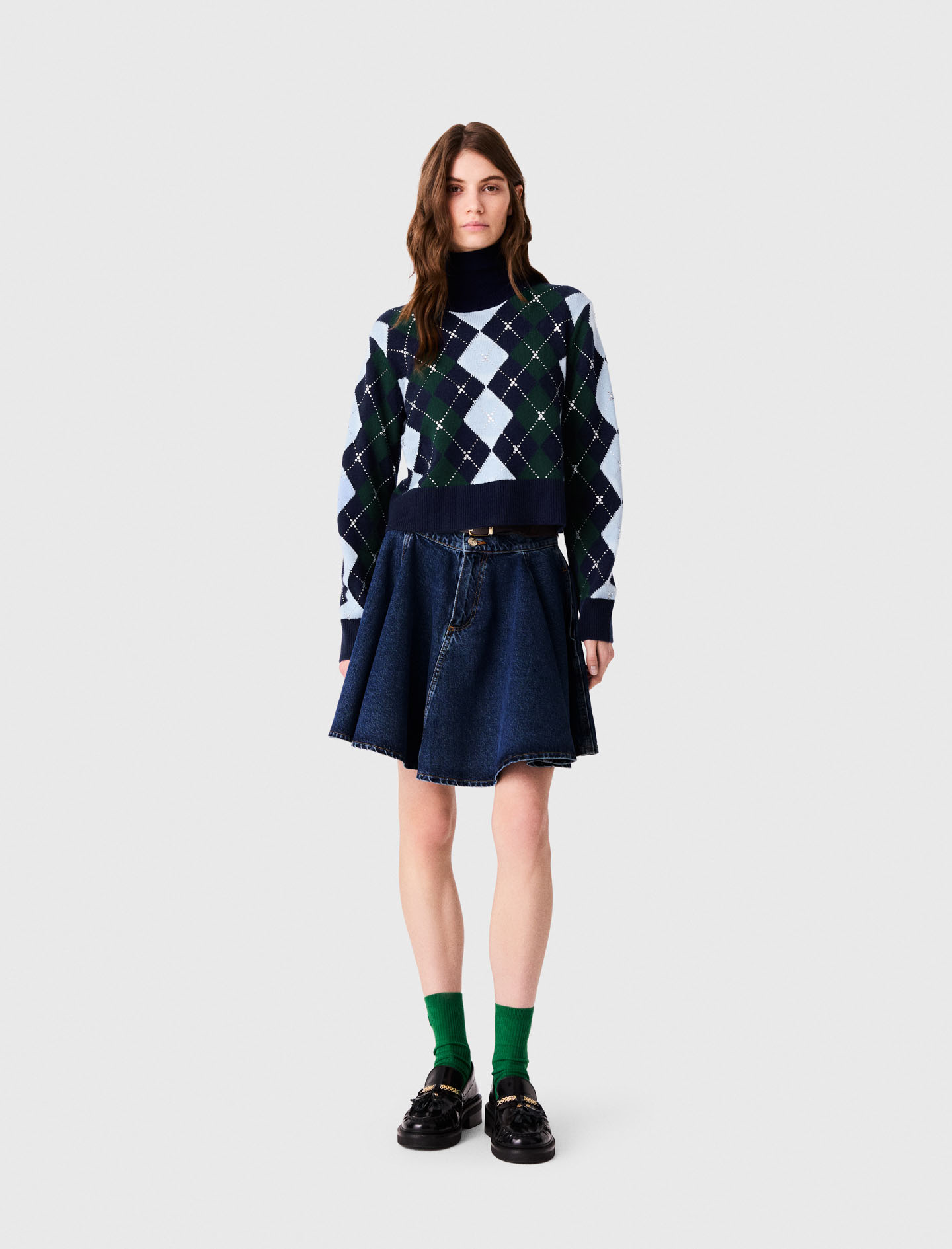Jersey De Rombos Con Strass - Marine/vert - Talla 1 - Maje