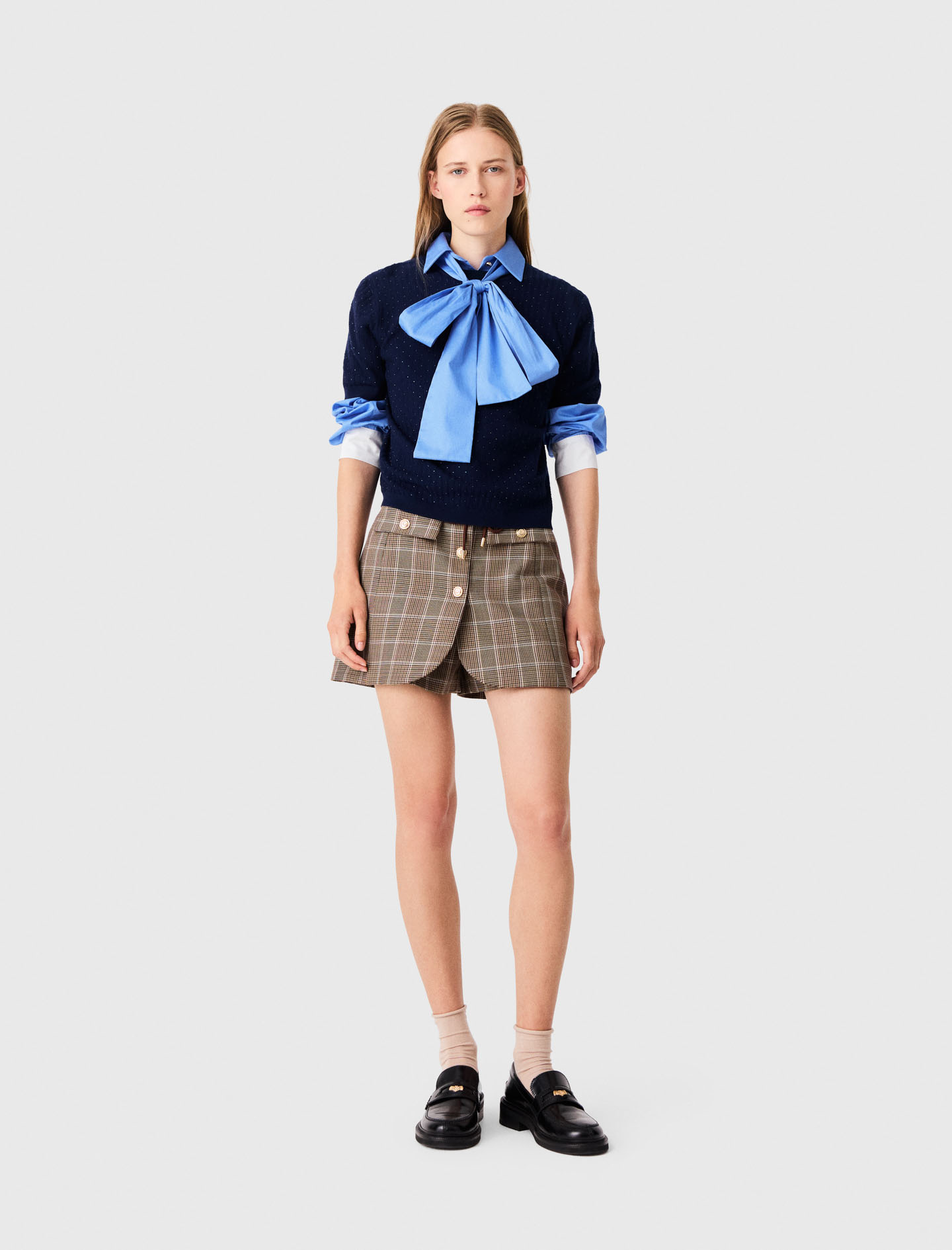 Jersey Con Strass Tono Sobre Tono - Azul Marino - Talla 3 - Maje