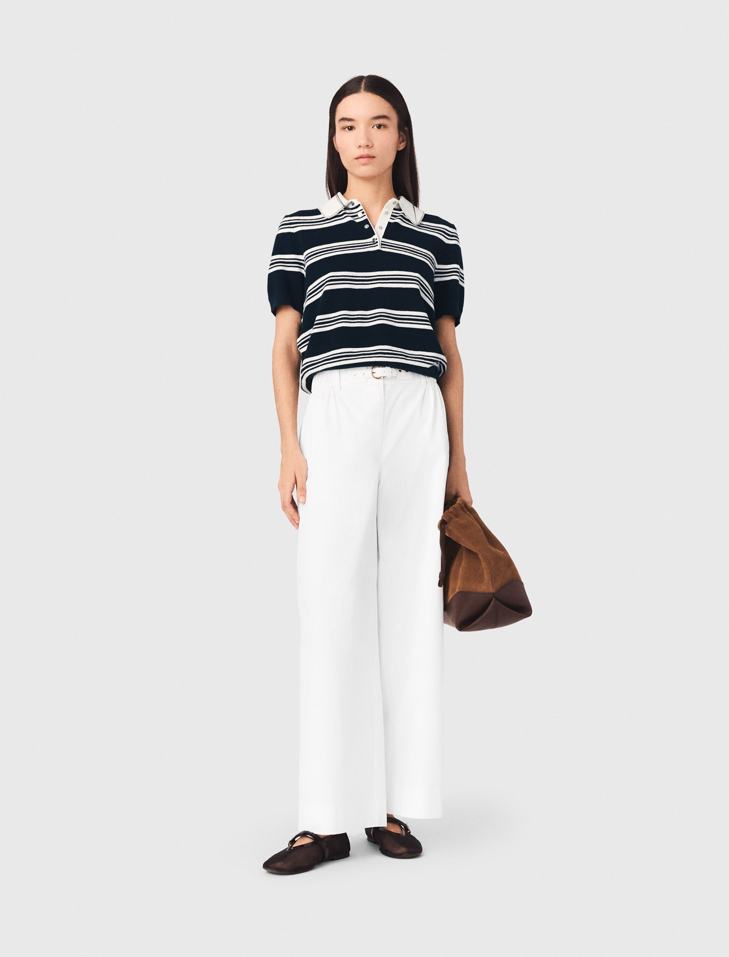 Pantalón Ancho De Algodón - Blanco - Talla 38 - Maje