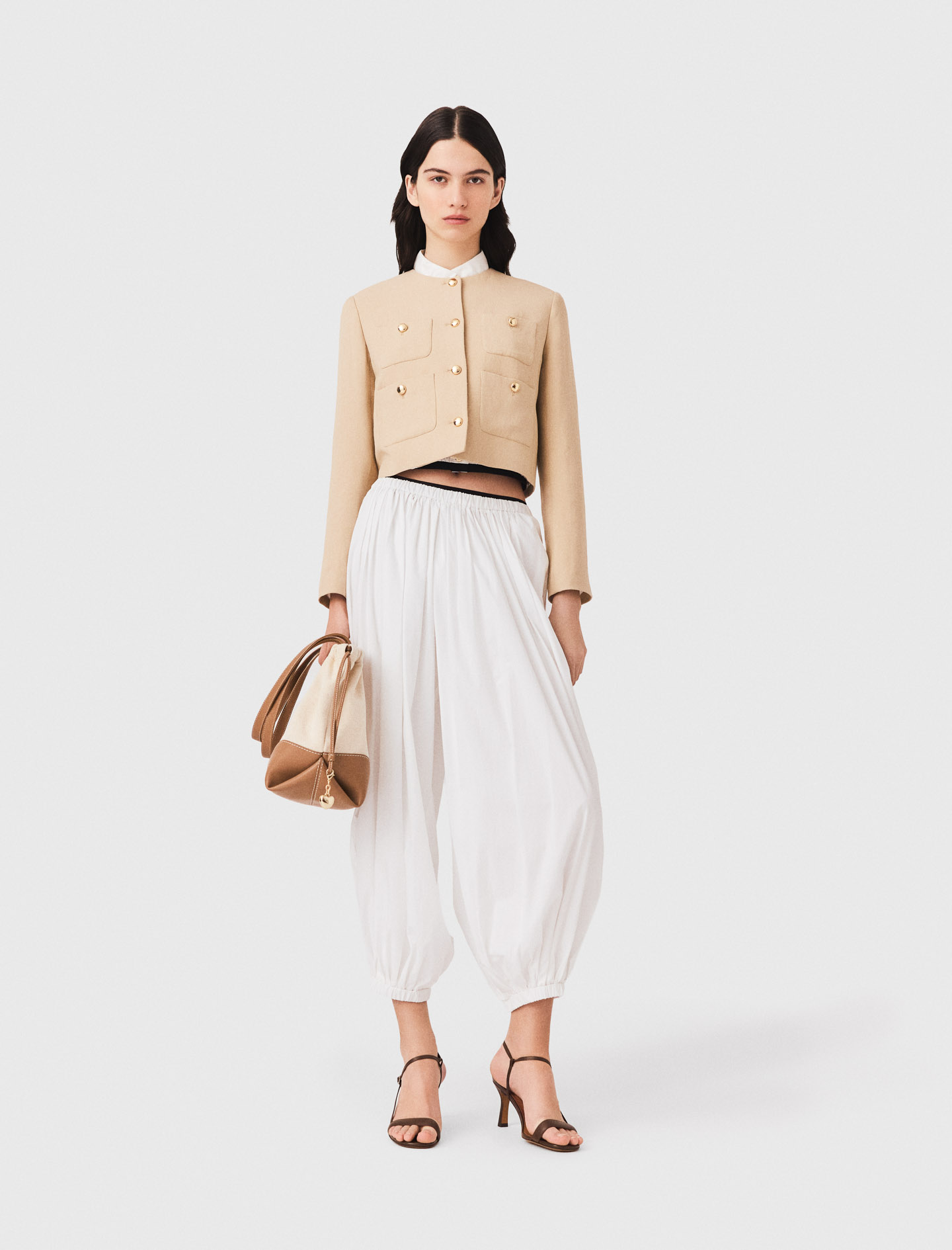 Pantalón Sarouel De Algodón - Blanco - Talla 40 - Maje
