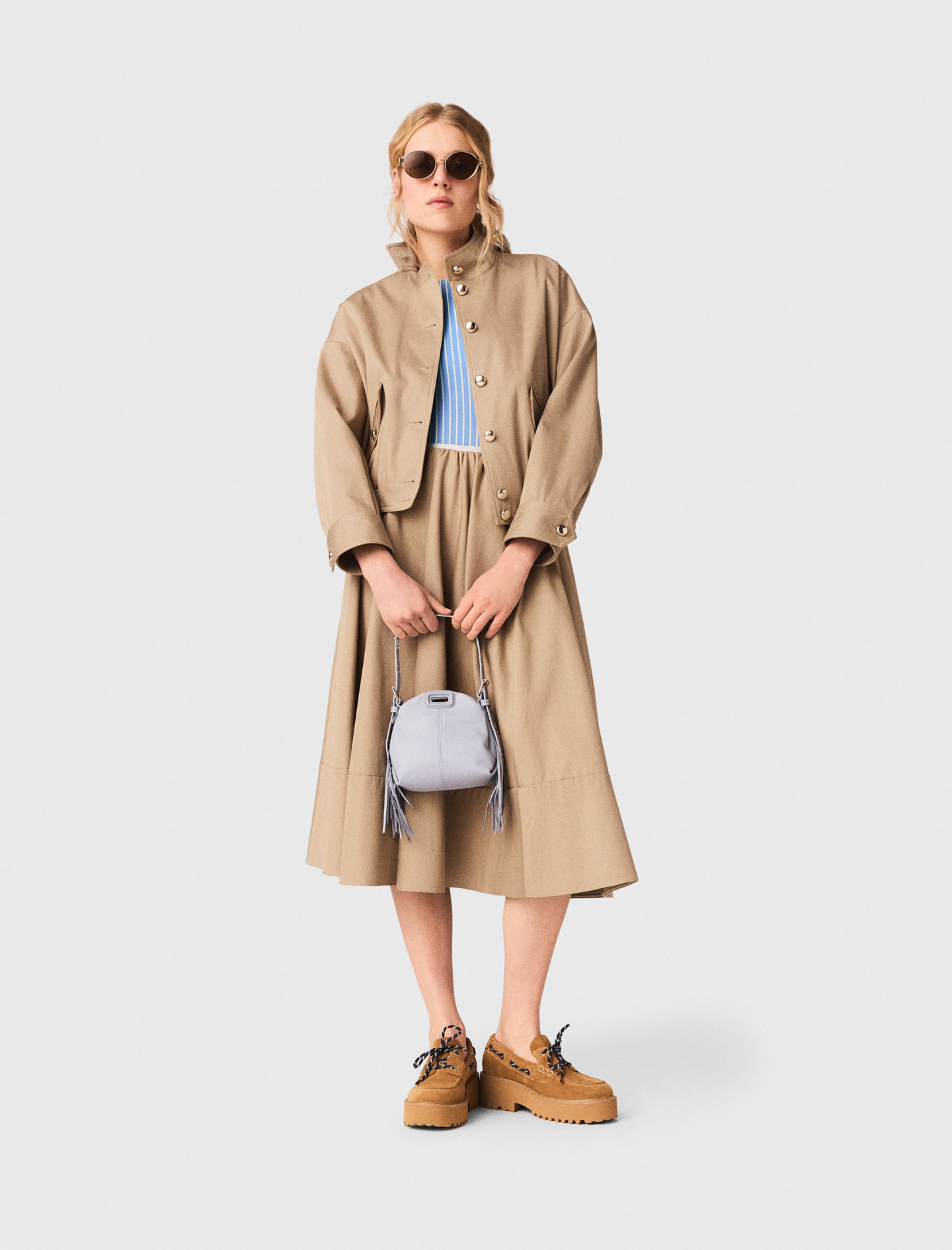 Cazadora Bomber De Algodón - Beige Arcilla - Talla 42 - Maje