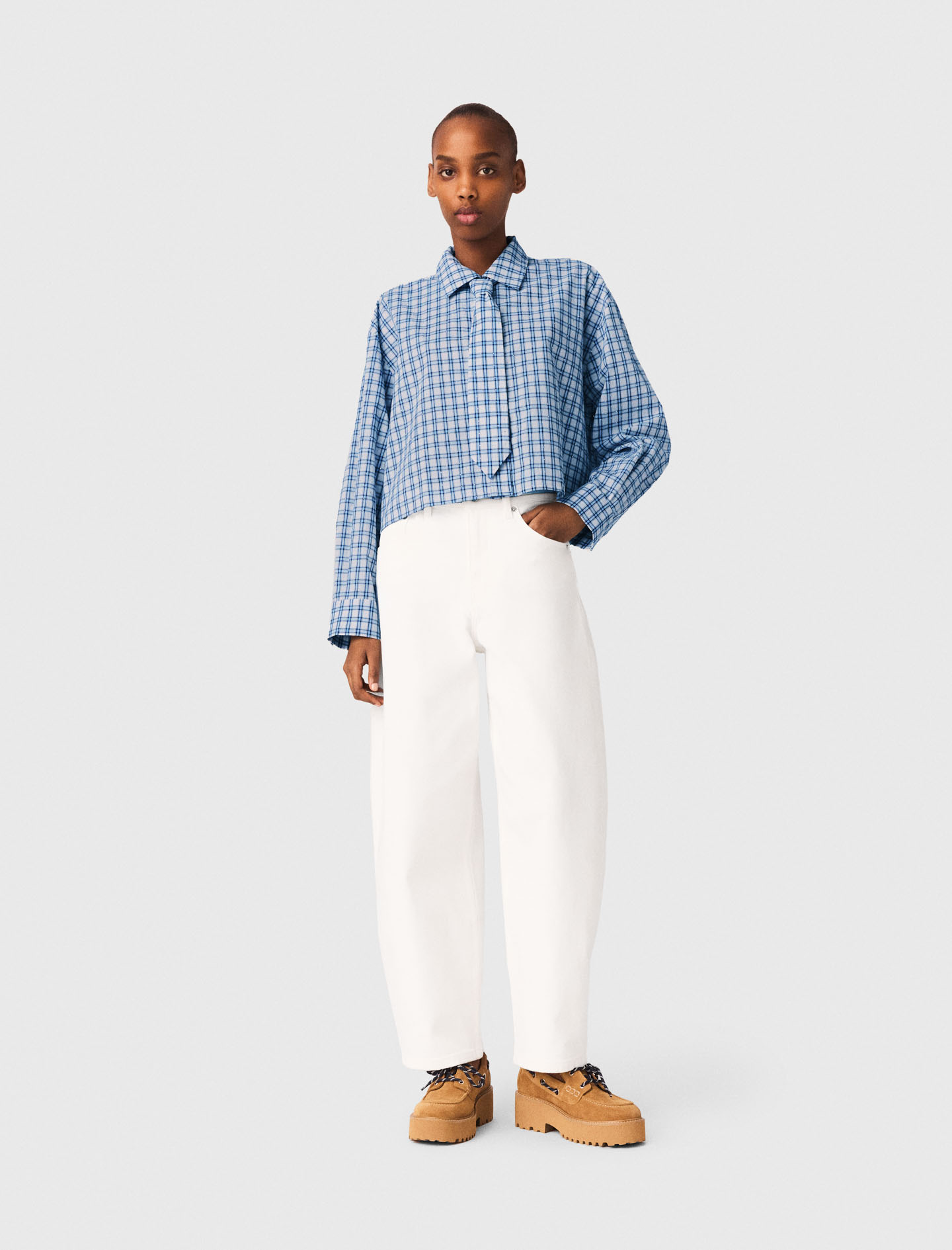 Camisa Strass Y Corbata Extraíble - Carreaux Bleus Print - Talla 1 - Maje
