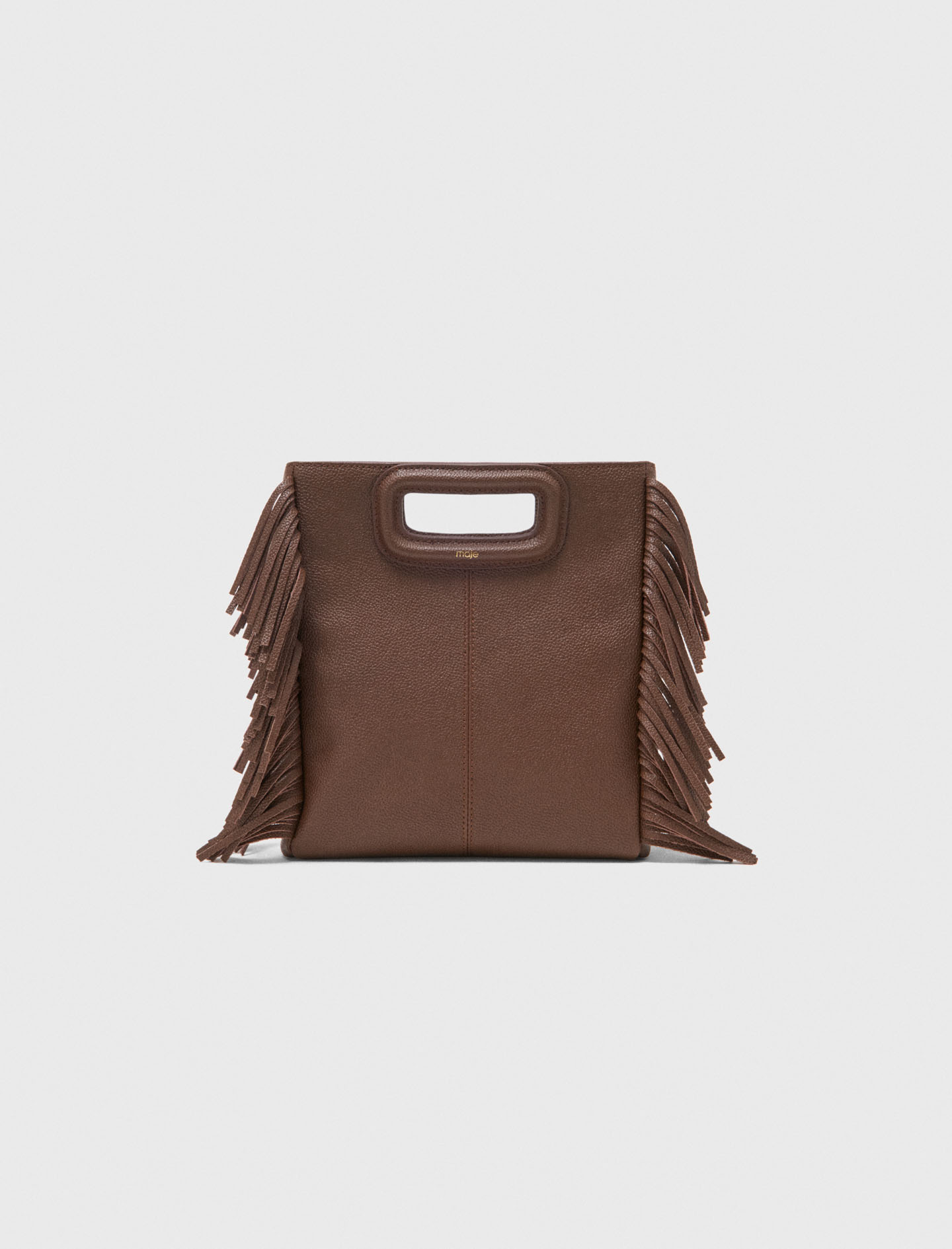 Bolso M De Cuero Granulado - Marrón - Maje