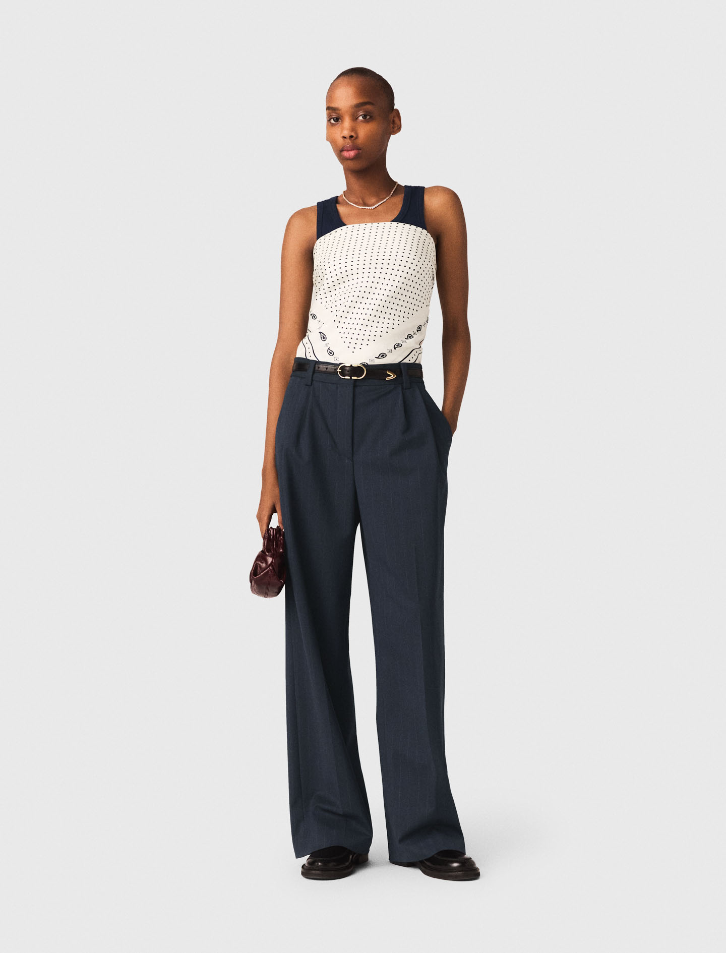 Pantalón Sastre A Rayas - Azul Marino - Talla 42 - Maje