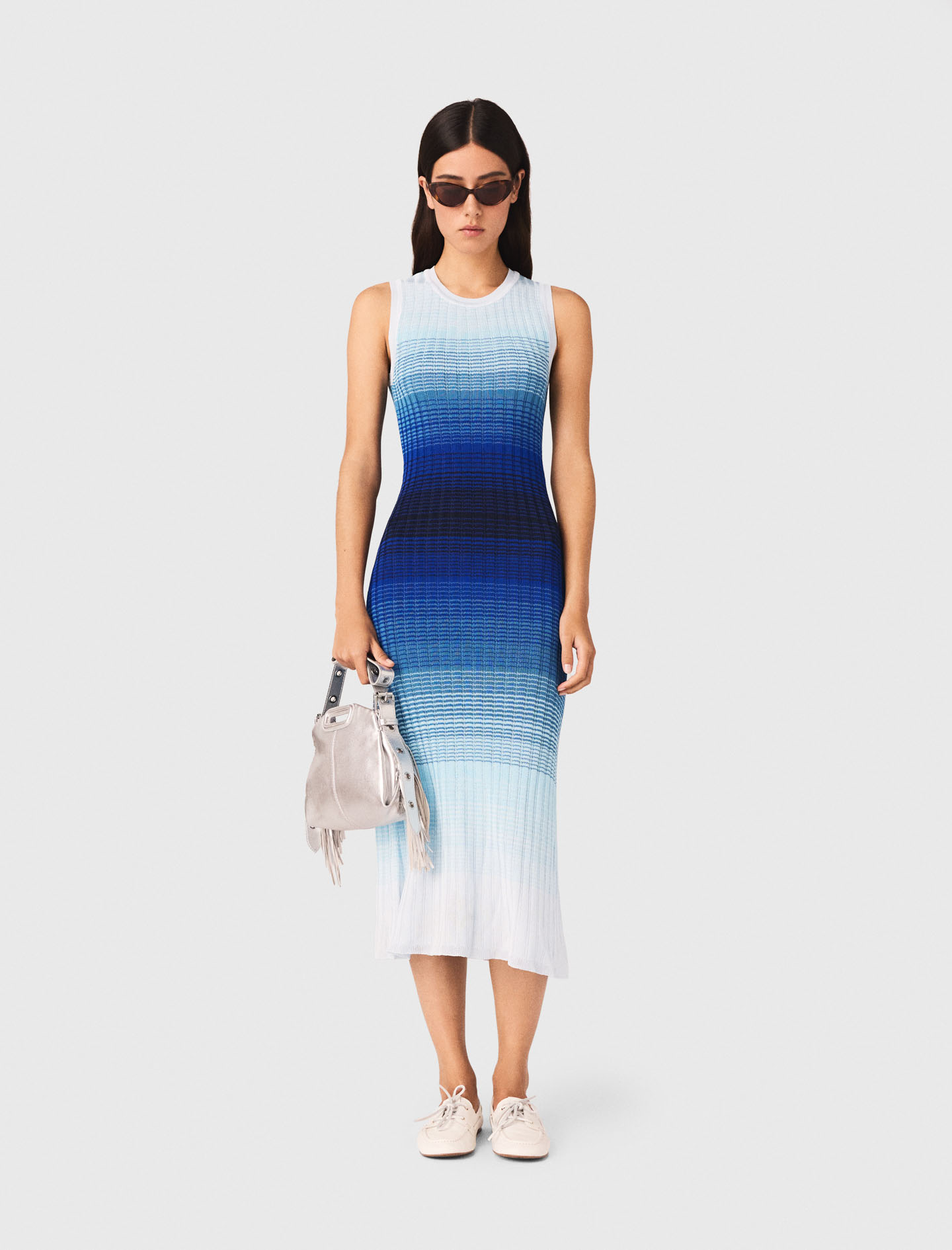 Vestido Largo De Punto Degradado - Azul - Talla 36 - Maje