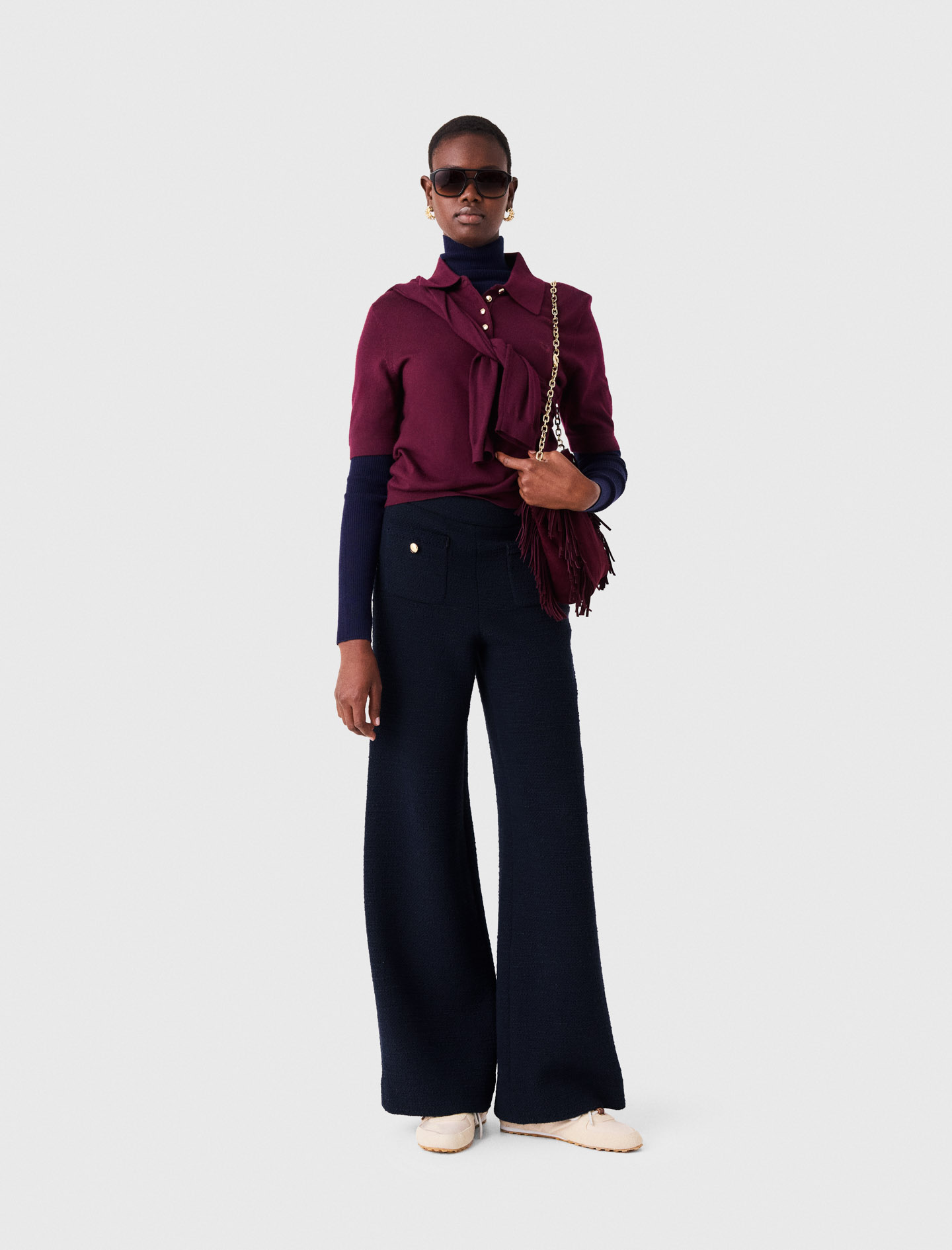 Pantalón De Tweed - Azul Marino - Talla 40 - Maje