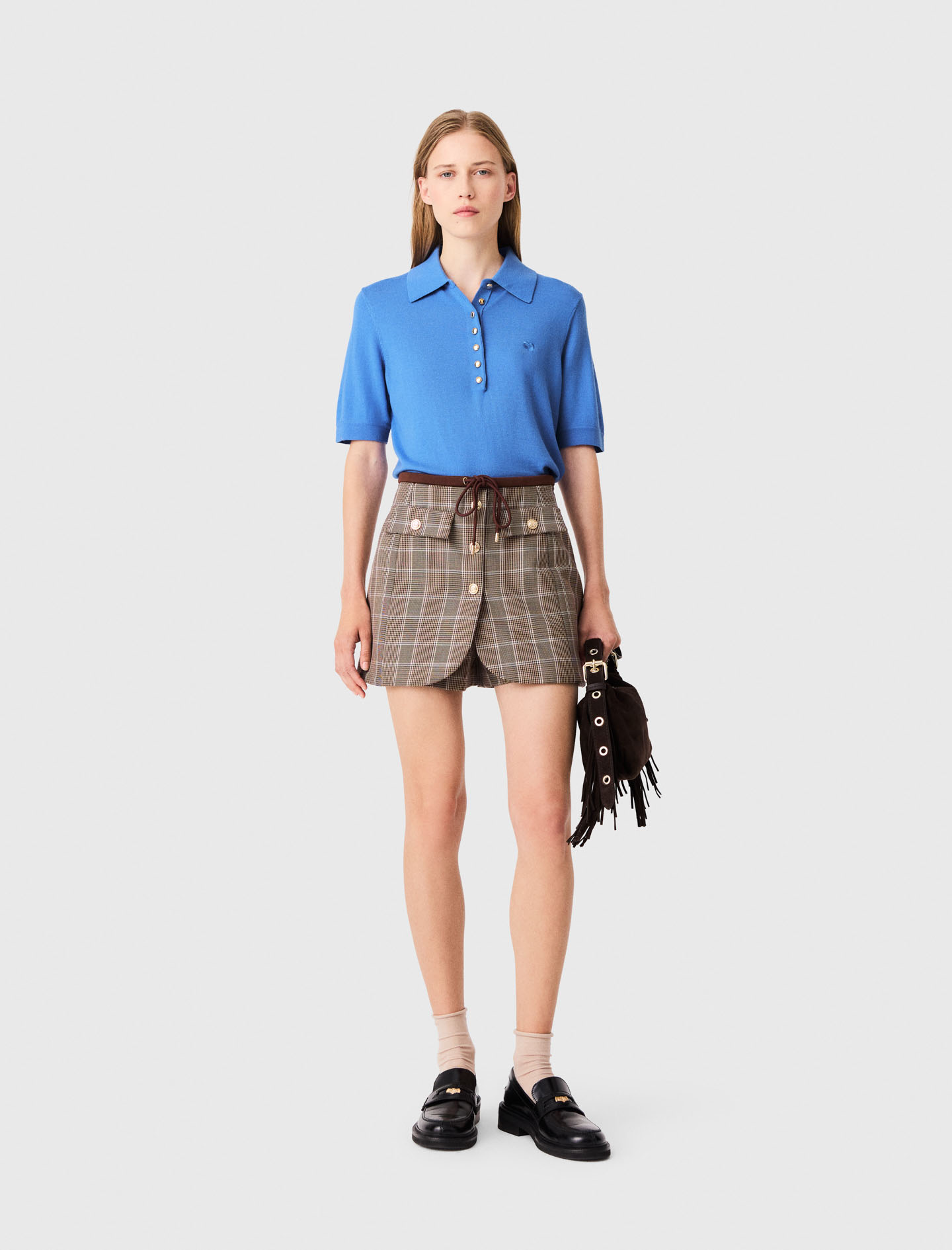 Pantalón Corto De Traje Trampantojo - Marrón - Talla 40 - Maje
