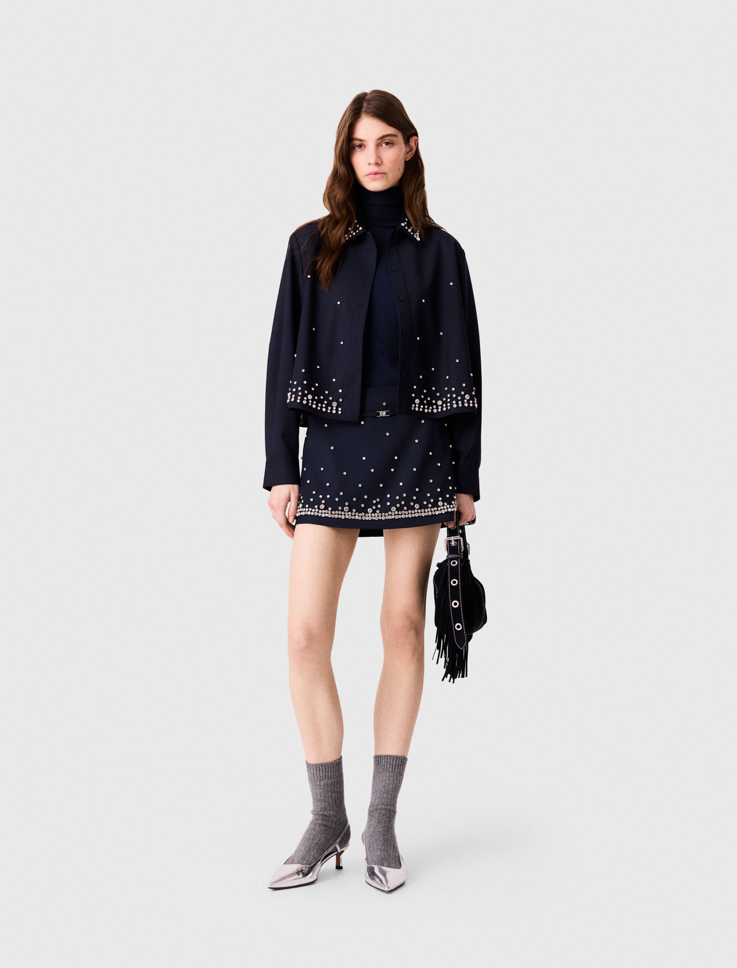 Short Trampantojo Con Strass - Azul Marino - Talla 40 - Maje