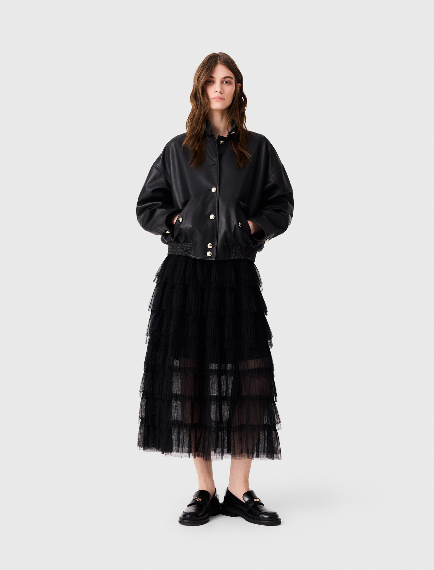 Falda Midi En Tul - Negro - Talla 42 - Maje