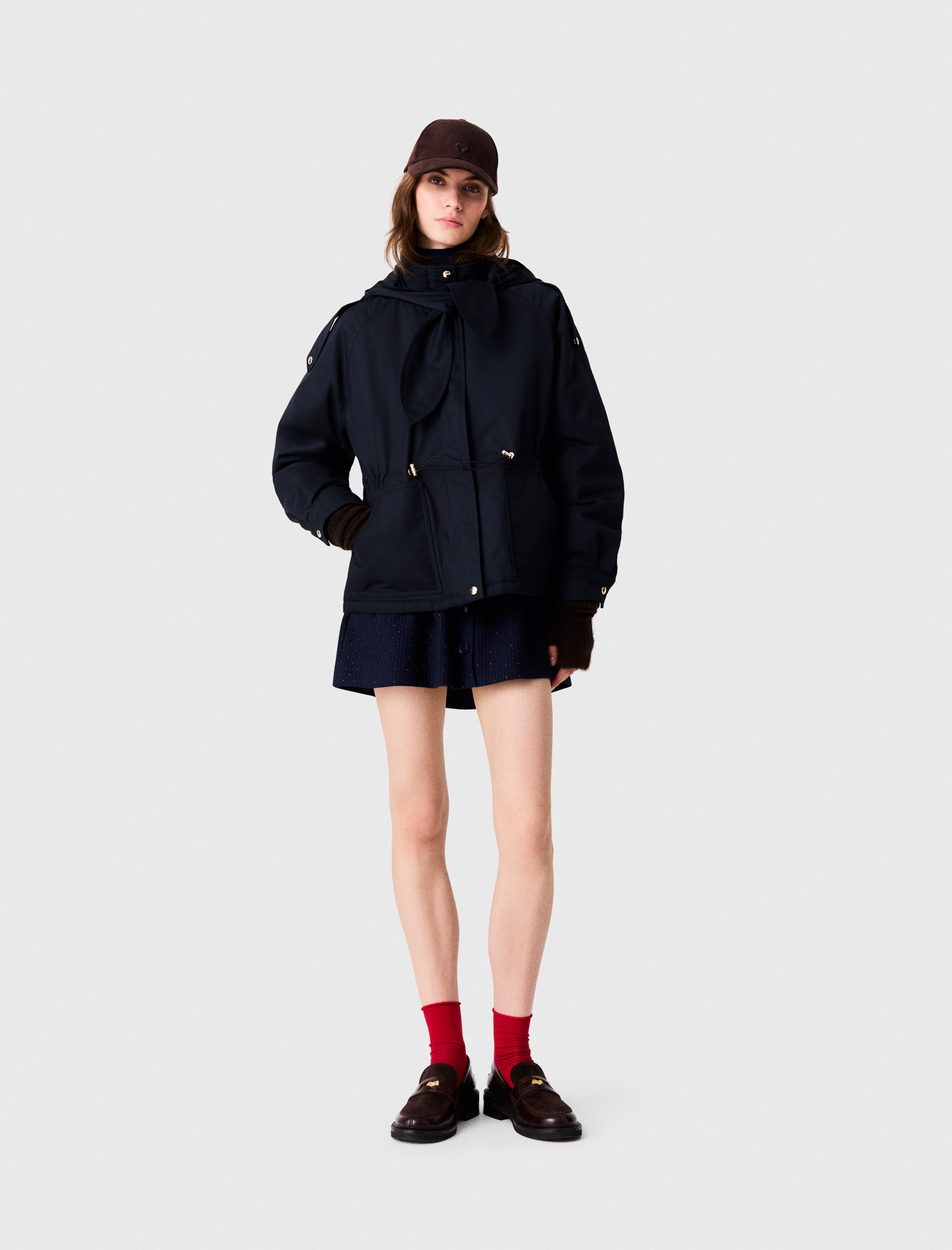 Parka Midi Acolchada - Azul Marino - Talla 36 - Maje
