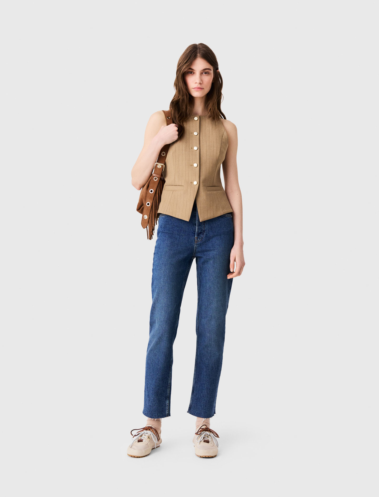 Chaleco Sastre Largo - Beige - Talla 36 - Maje