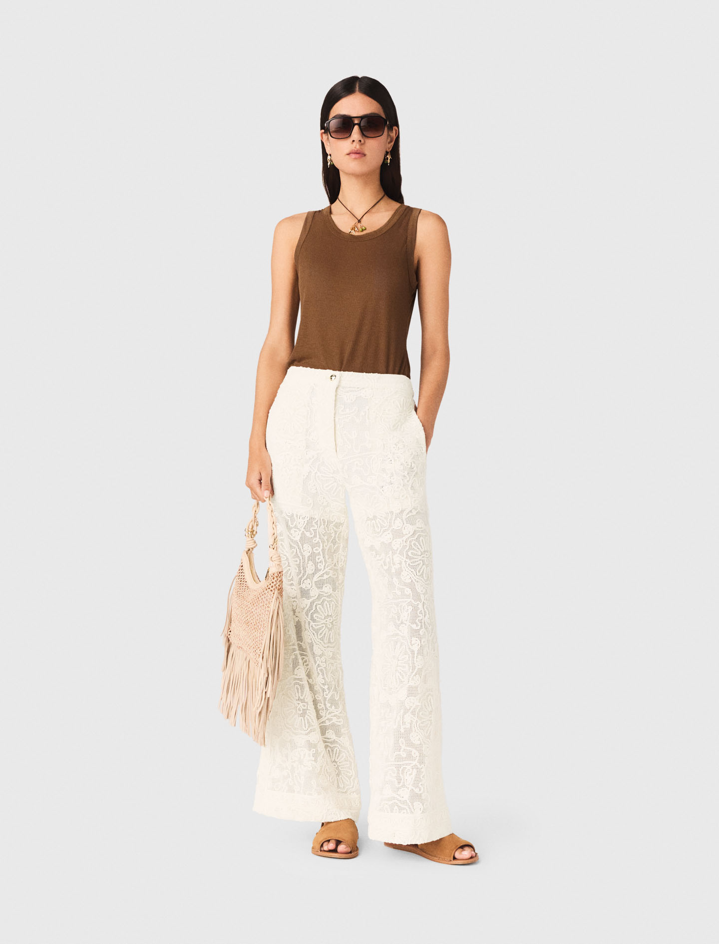 Pantalón De Guipur - Crudo - Talla 36 - Maje
