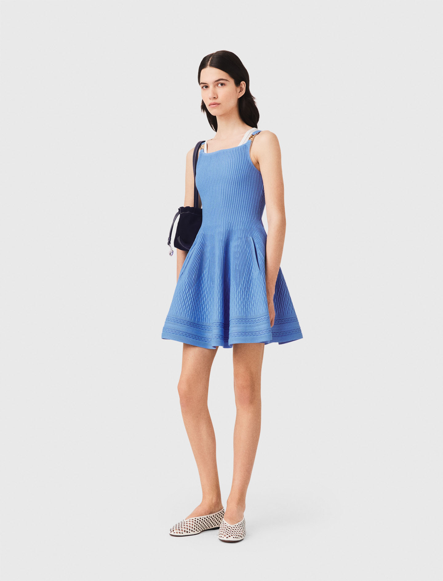 Vestido Corto De Punto - Azul - Talla 36 - Maje