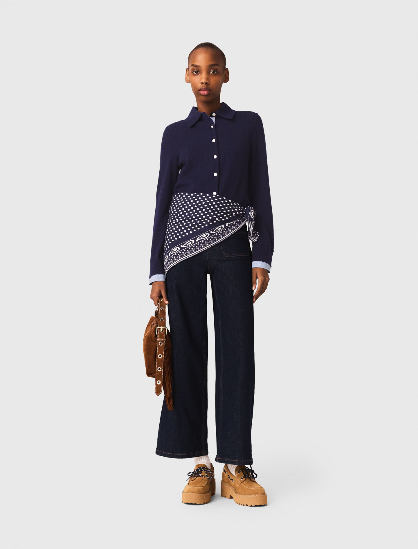 Cárdigan Polo, Adornos Extraíbles - Azul Marino - Talla 2 - Maje