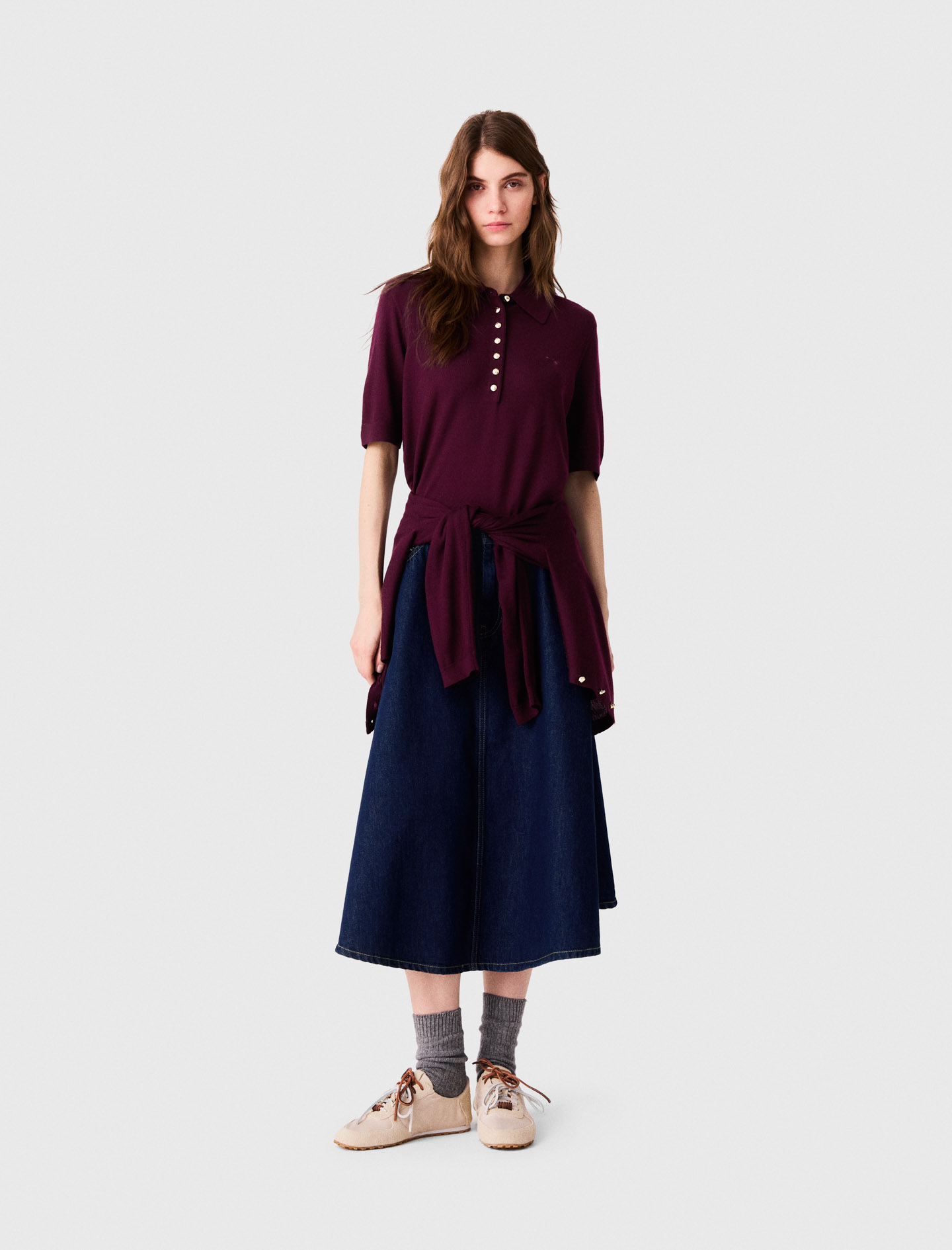 Jersey Con Cuello Polo - Berenjena - Talla 0 - Maje