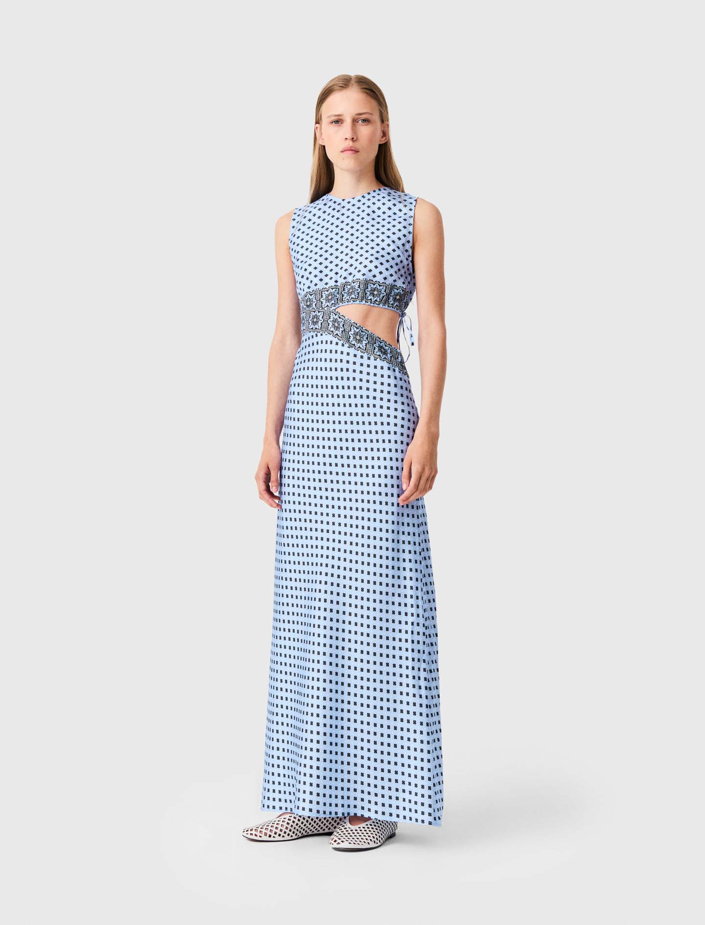 Vestido Estampado Con Recorte - Bleu Clair Loungewear - Talla 36 - Maje