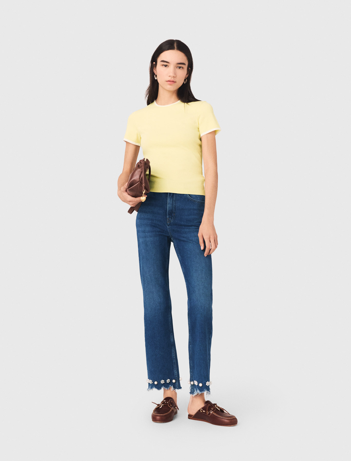 Vaquero Bootcut Con Perlas - Azul - Talla 36 - Maje