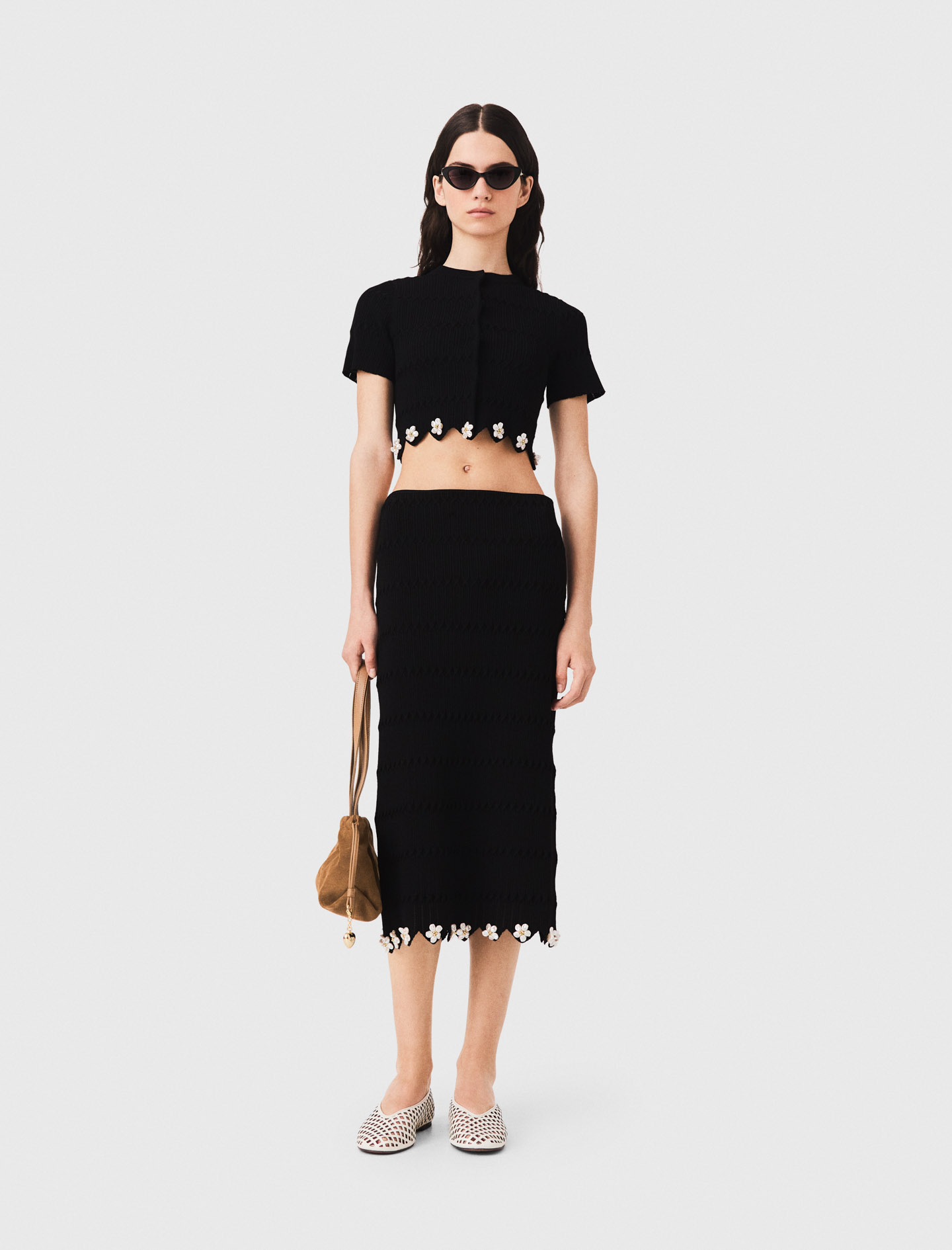 Cárdigan Con Detalle Joya Floral - Negro - Talla 3 - Maje