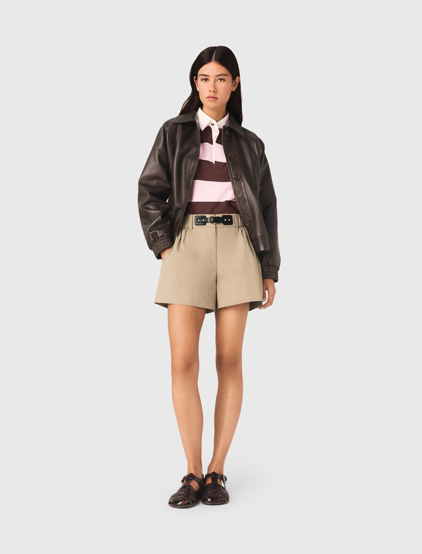 Pantalón Corto De Algodón - Camel - Talla 38 - Maje