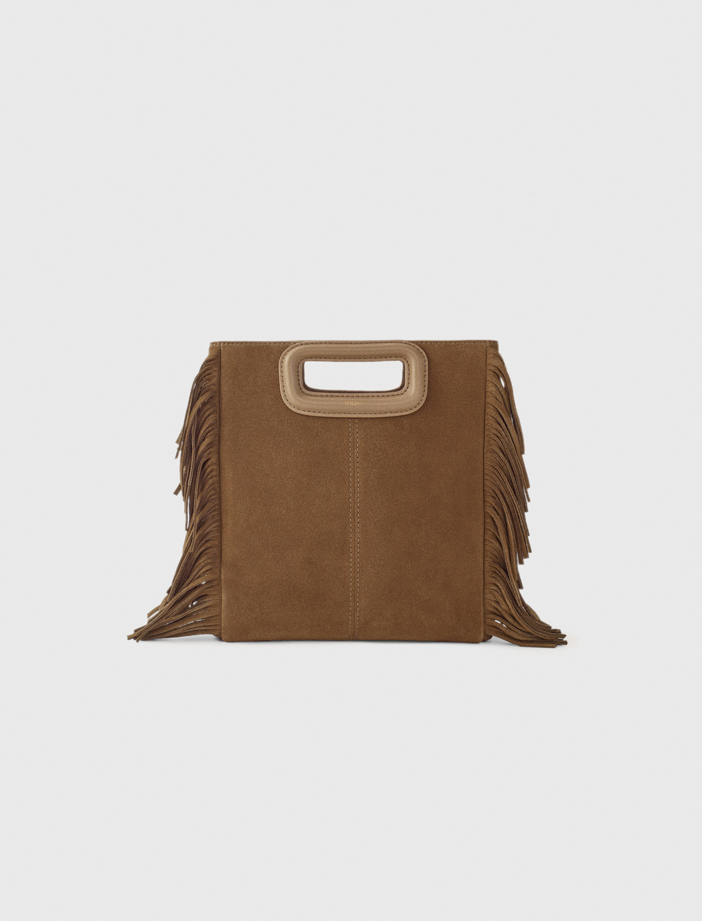 Bolso M De Cuero Con Flecos - Camel - Maje