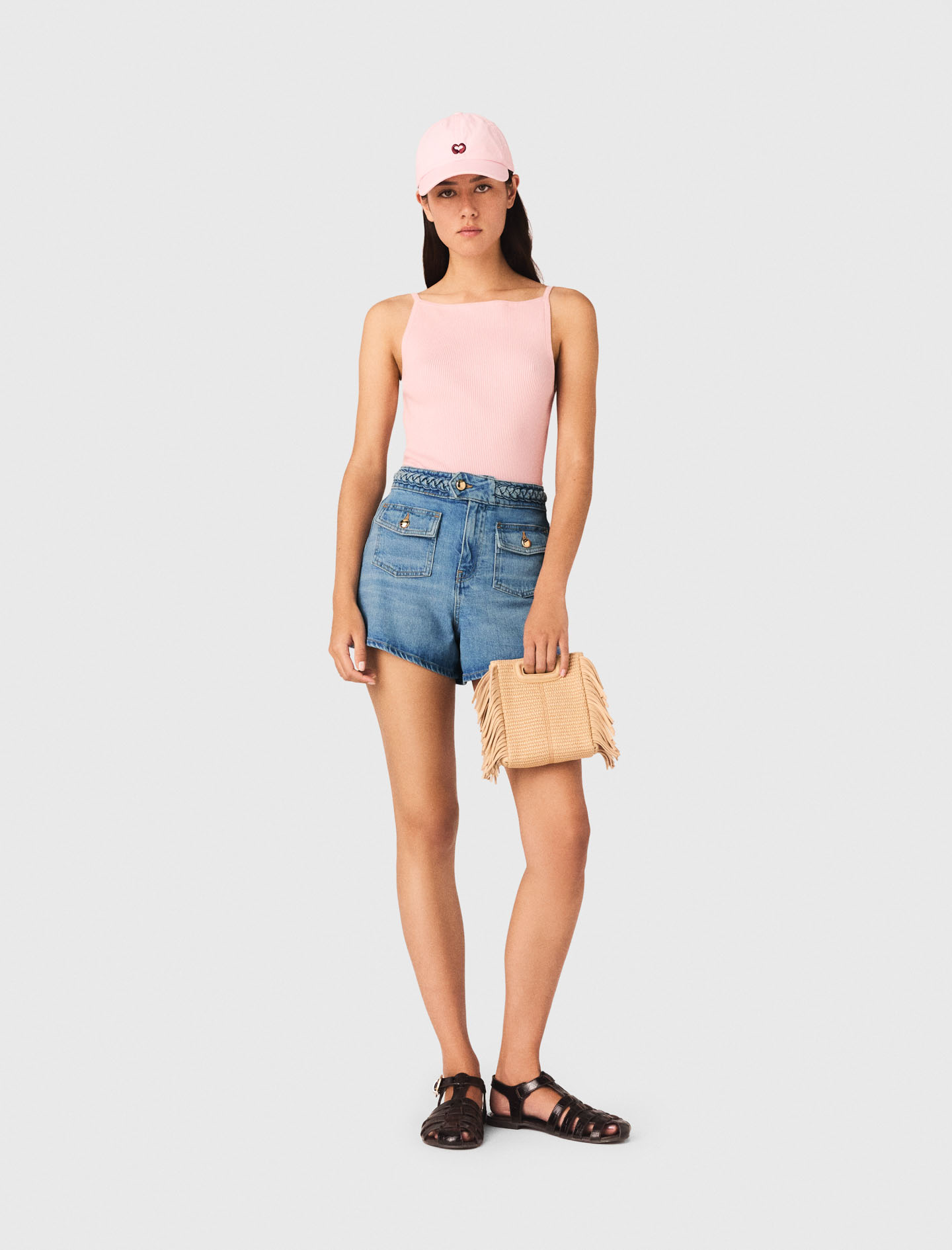 Short Vaquero Trenzado - Azul - Talla 34 - Maje