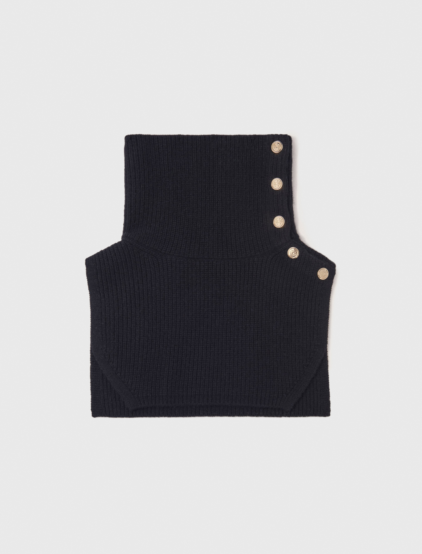 Cuello Abotonado De Mezcla De Lana - Negro - Maje