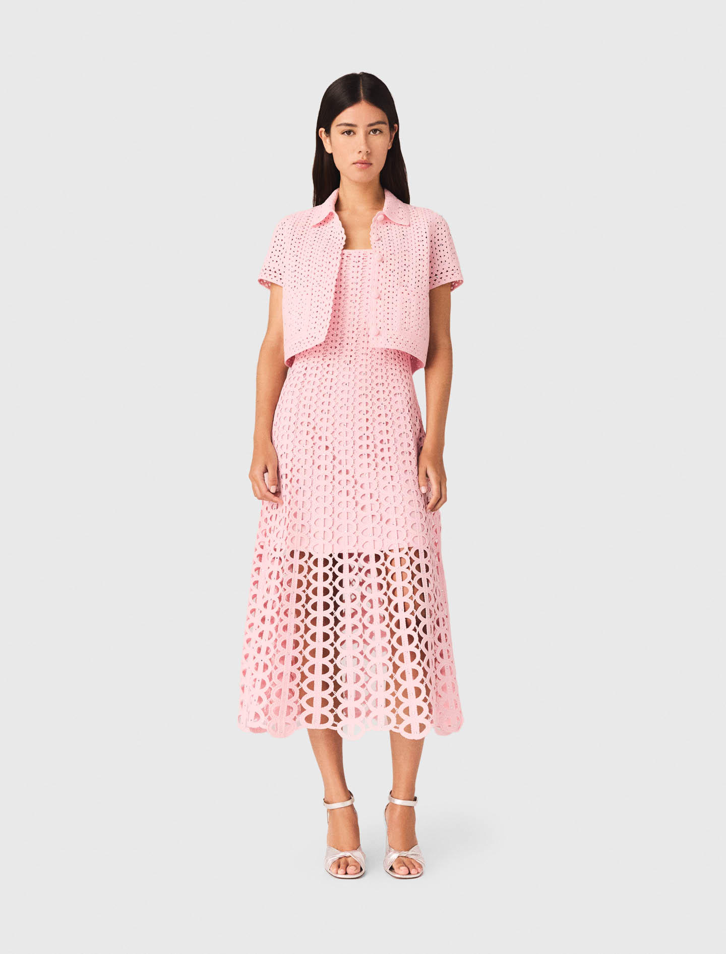 Cárdigan De Crochet Y Strass - Rosa - Talla 1 - Maje