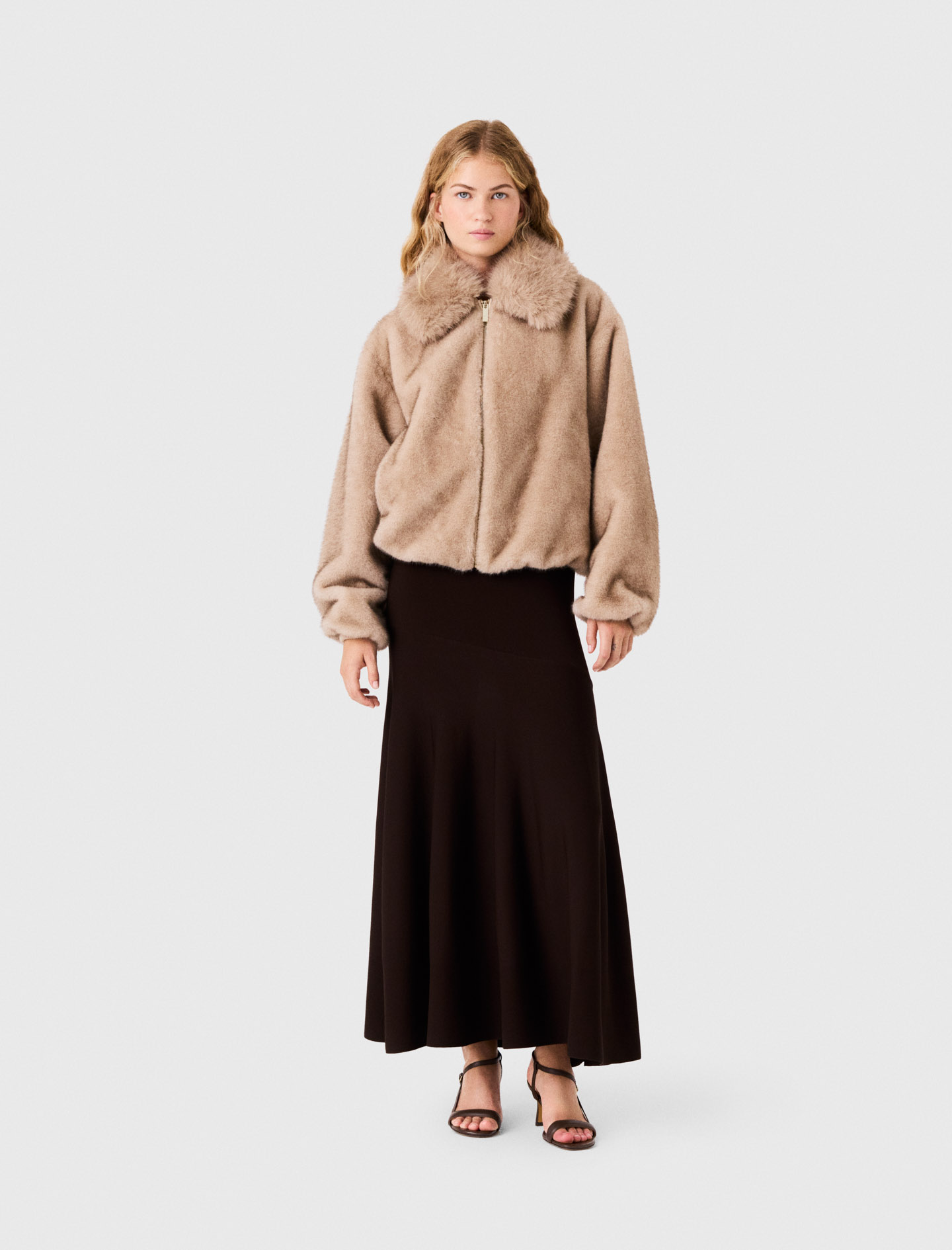 Cazadora De Piel Sintética - Beige - Talla 42 - Maje