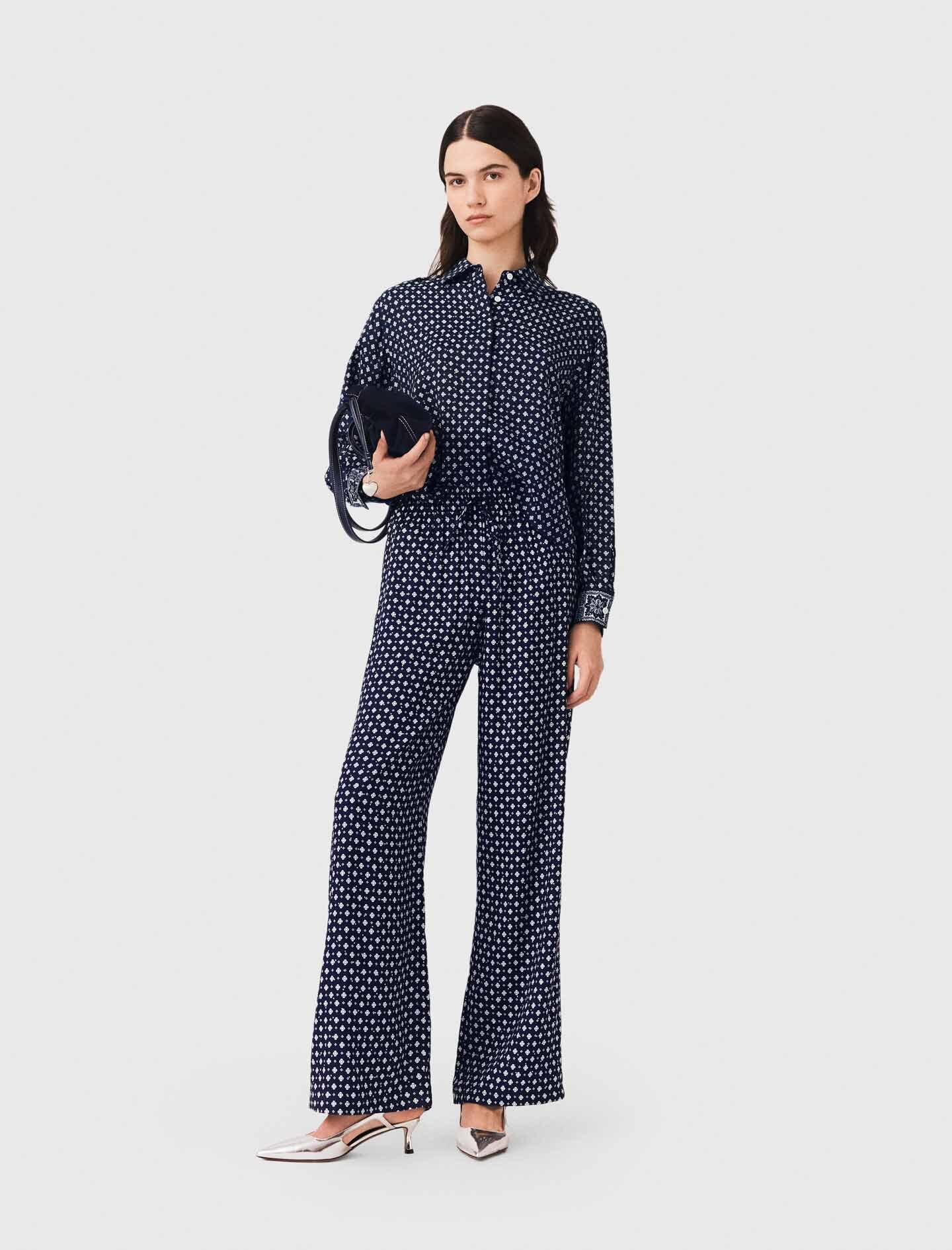 Pantalón Estampado Con Strass - Marine Loungewear - Talla 34 - Maje