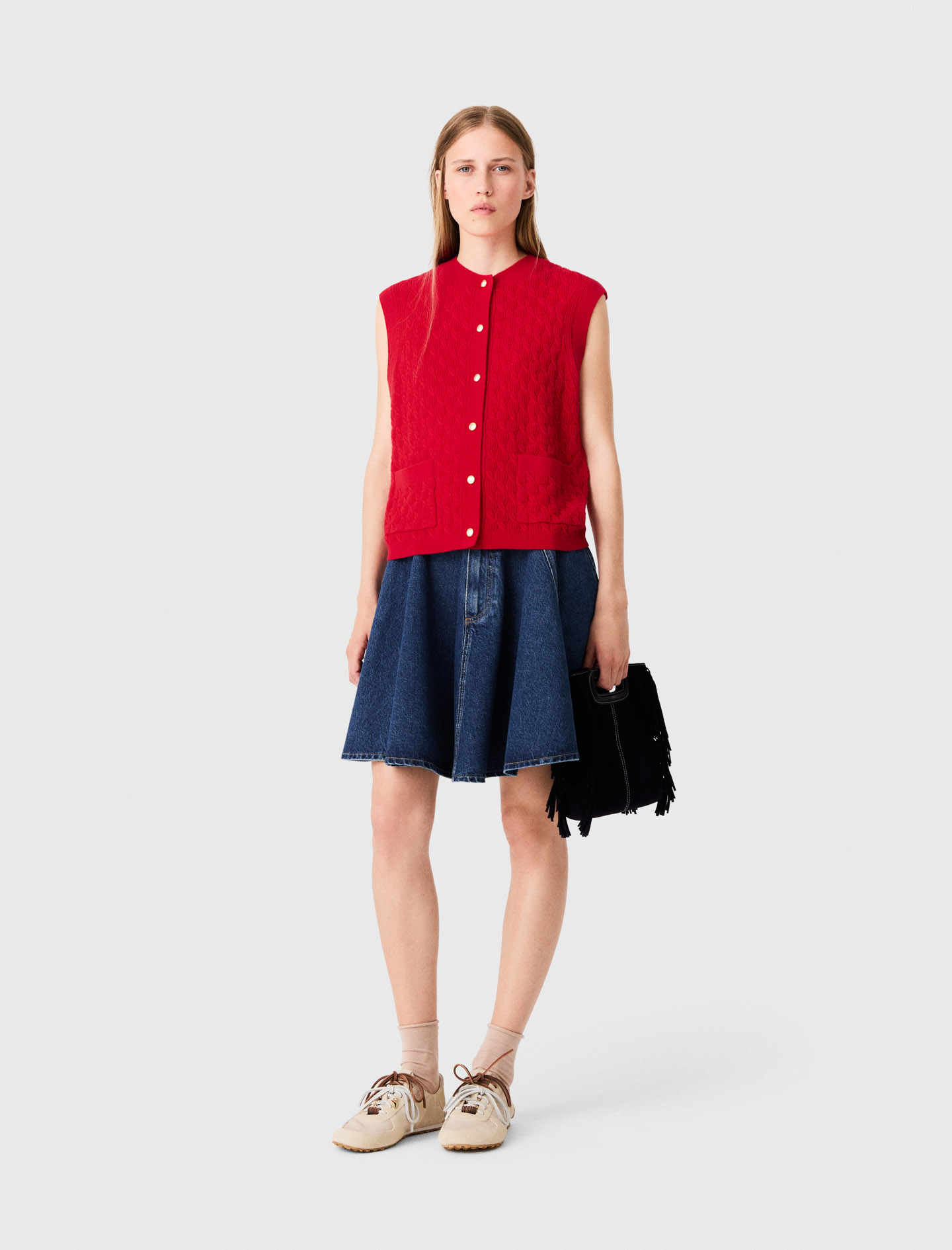 Top Sin Mangas De Punto - Rojo - Talla 1 - Maje
