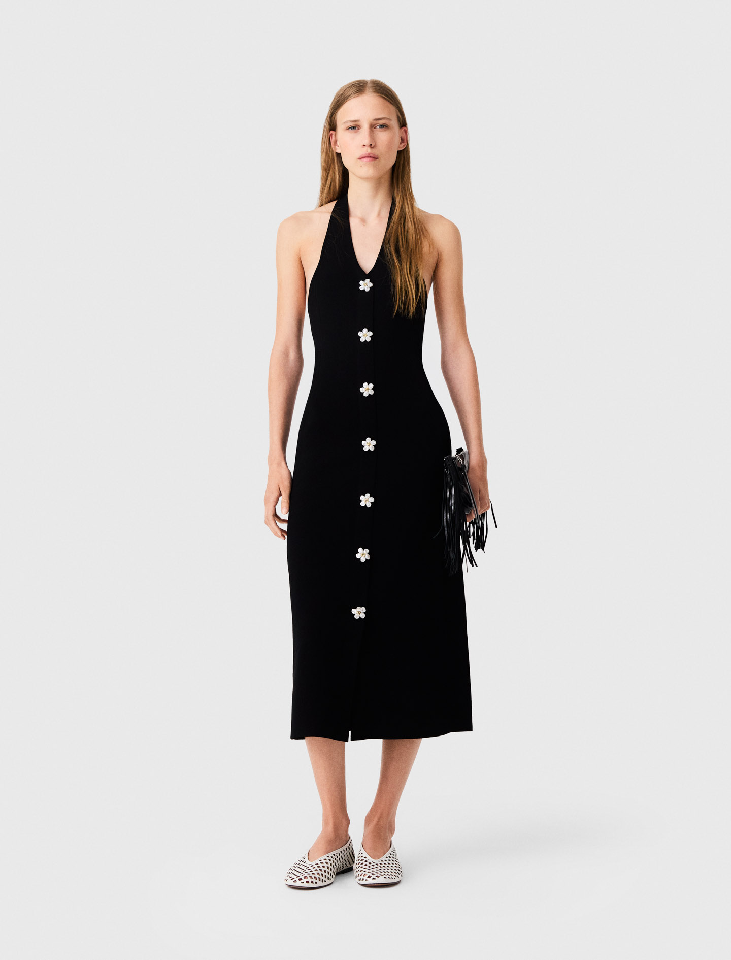 Vestido Con Detalles Joya Florales - Negro - Talla 38 - Maje