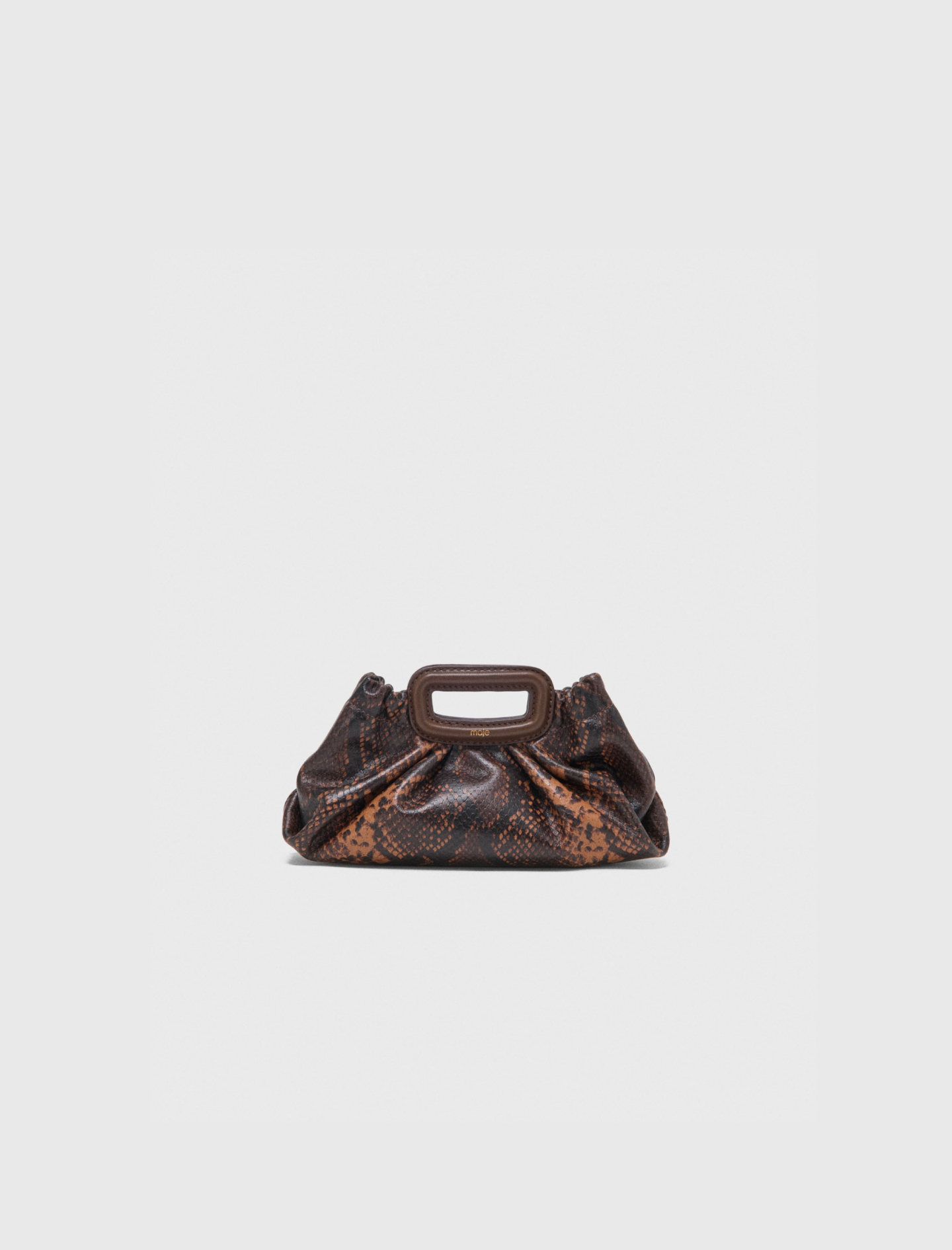 Milpli Mini De Piel Grabada - Imprime Serpent Marron - Maje