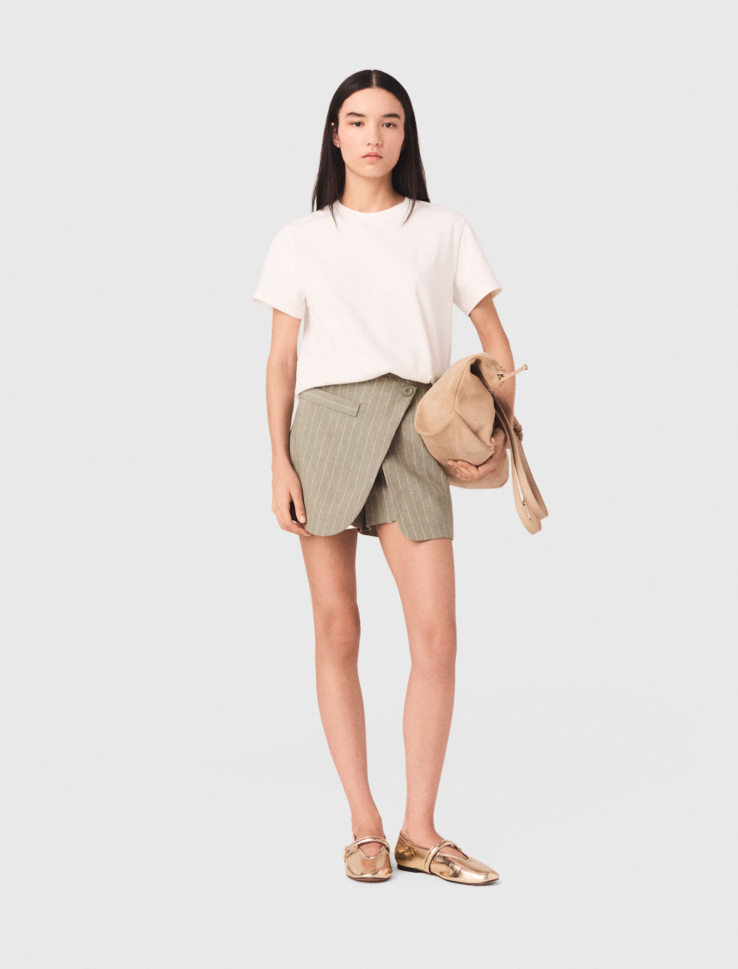 Short Trampantojo De Mezcla De Lino - Caqui - Talla 36 - Maje